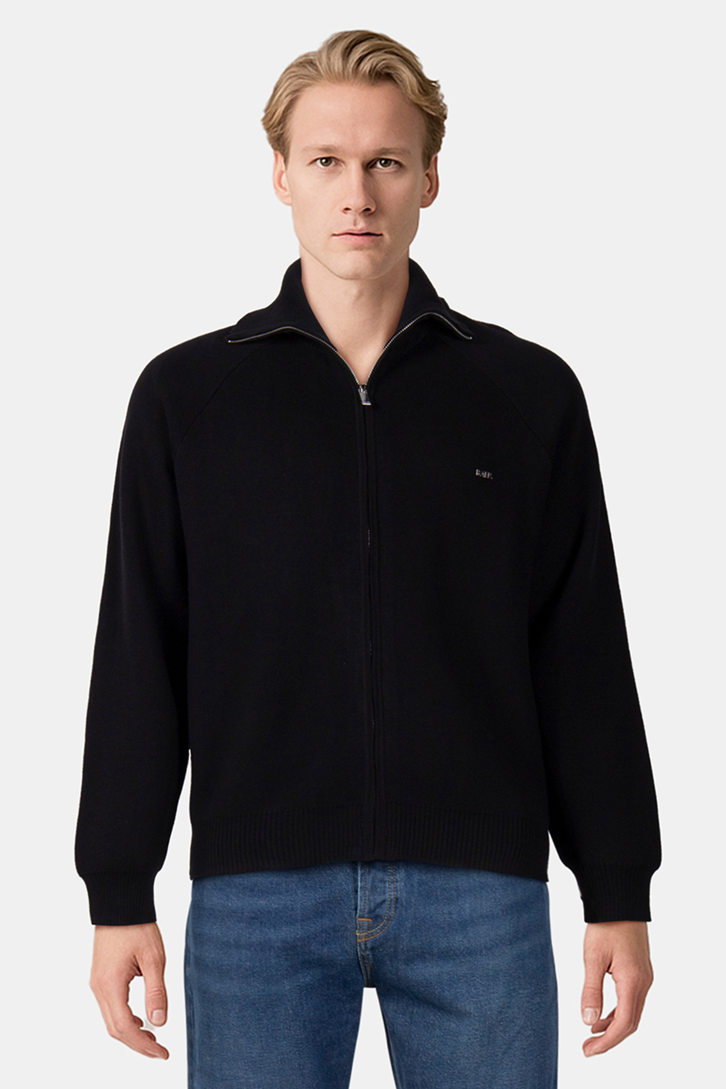 CLUBS KNITTED ZIP SWEATER JET BLACK 1