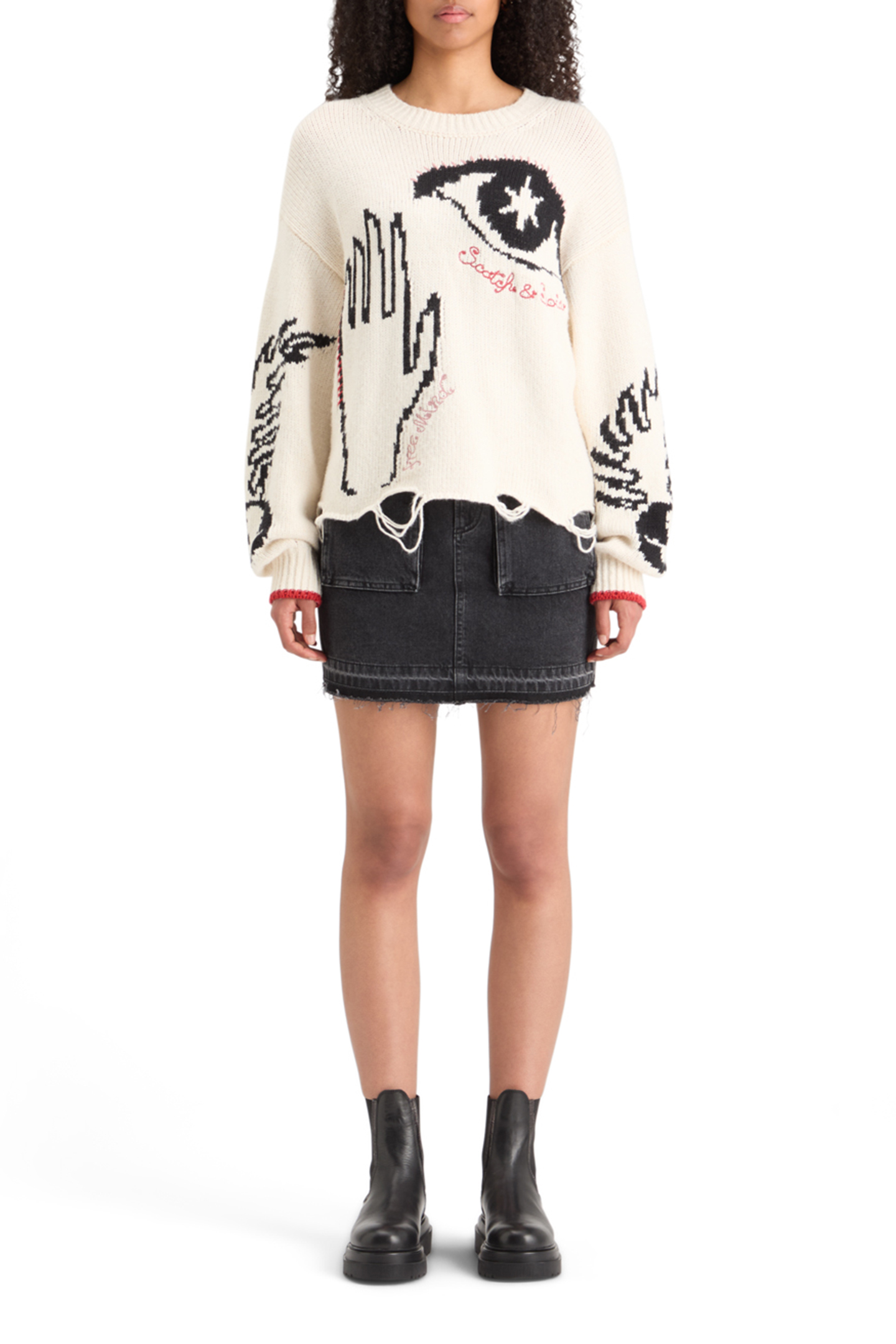 WASHED BLACK DENIM MINI SKIRT WITH CARGO POCKETS CITY BUZZ 6