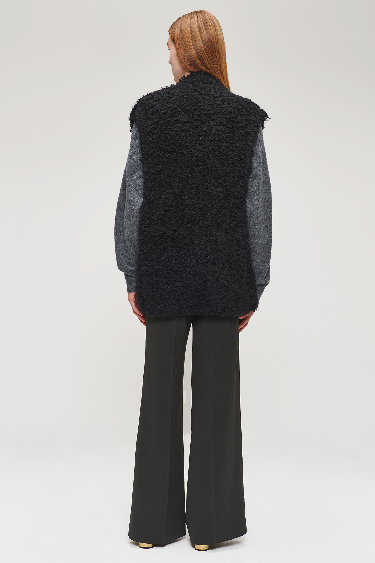 FURRY ALPACA KNITTED GILET BLACK 4