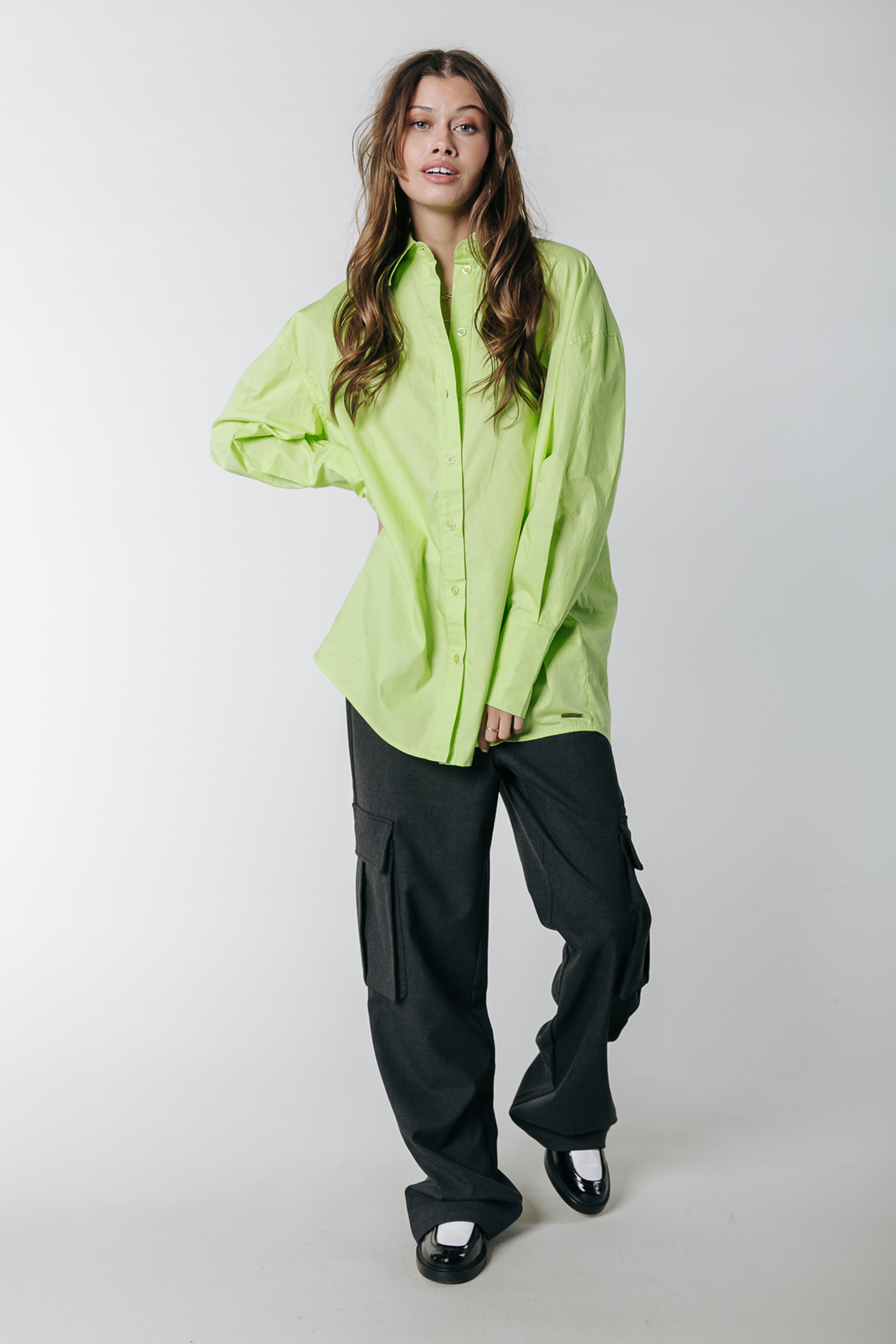 TALIA OVERSIZED BOYFRIEND BLOUSE NEON LIME 1