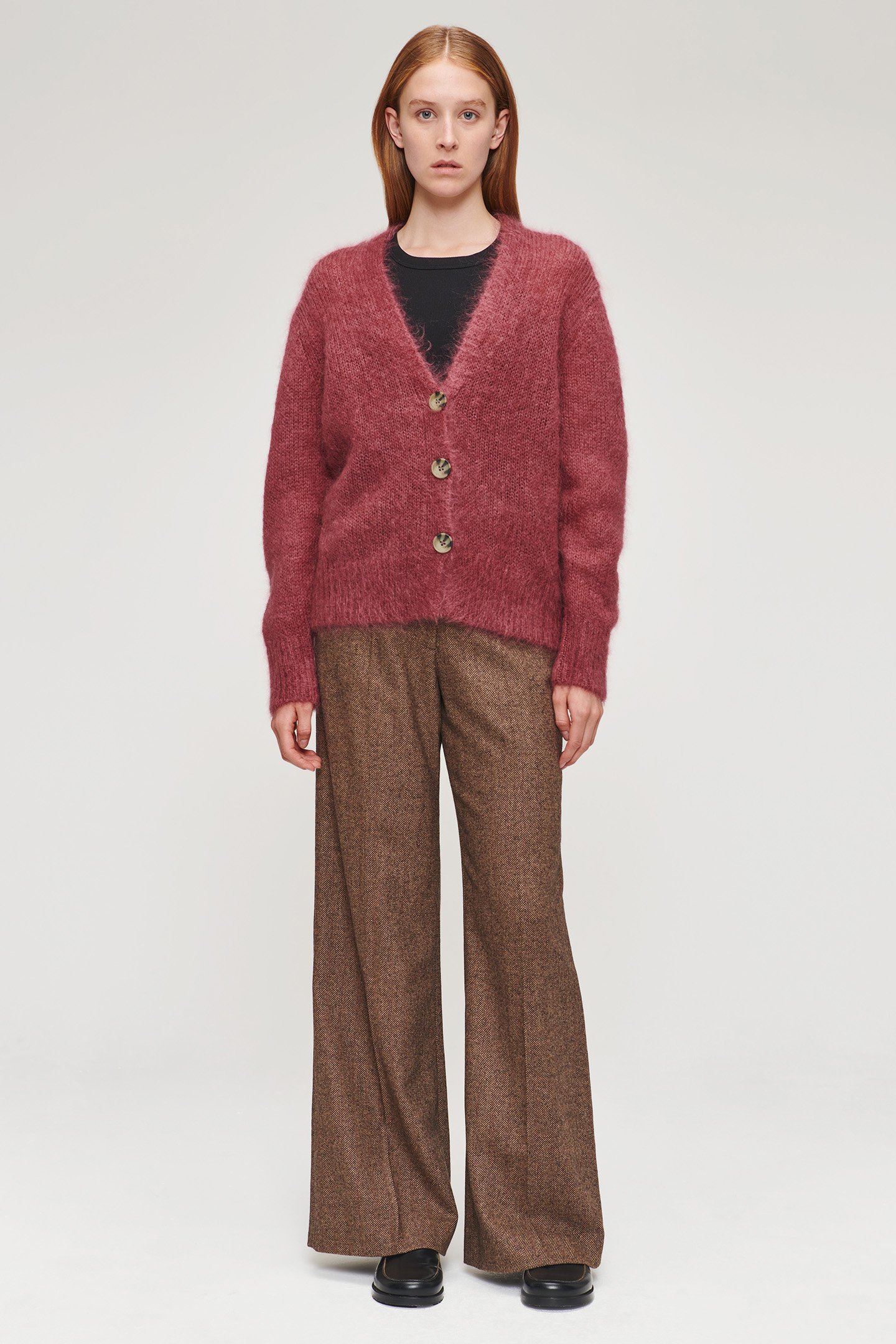 SOFT MOHAIR CARDIGAN PLUM 3