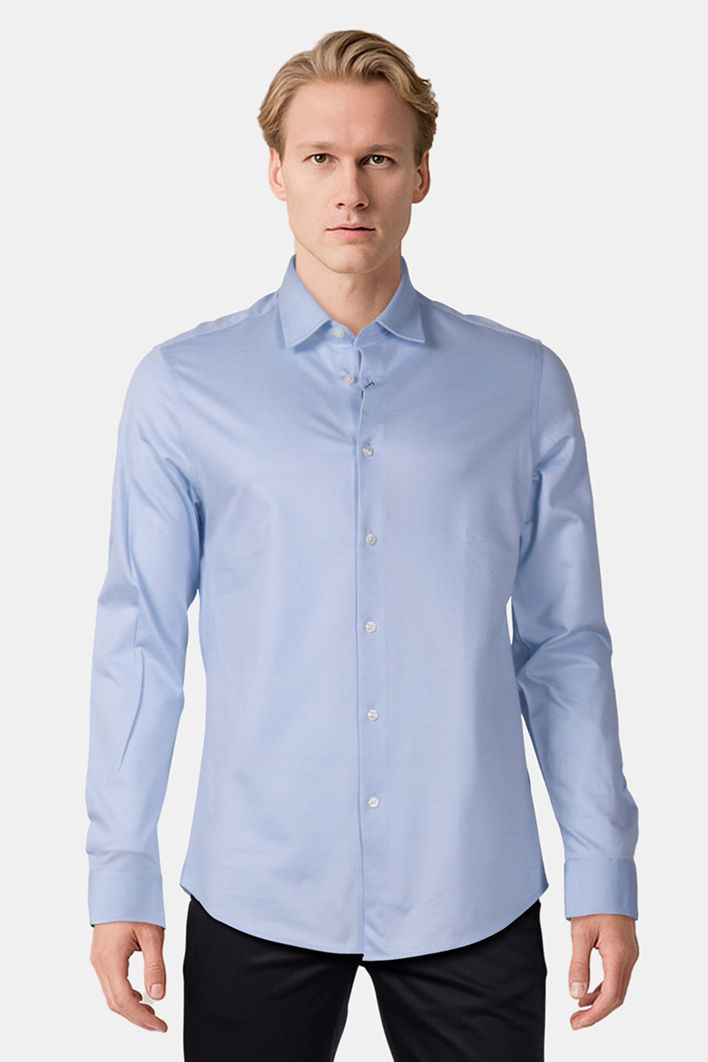 REG PERF KNIT SLD SHIRT BLUE by Calvin Klein