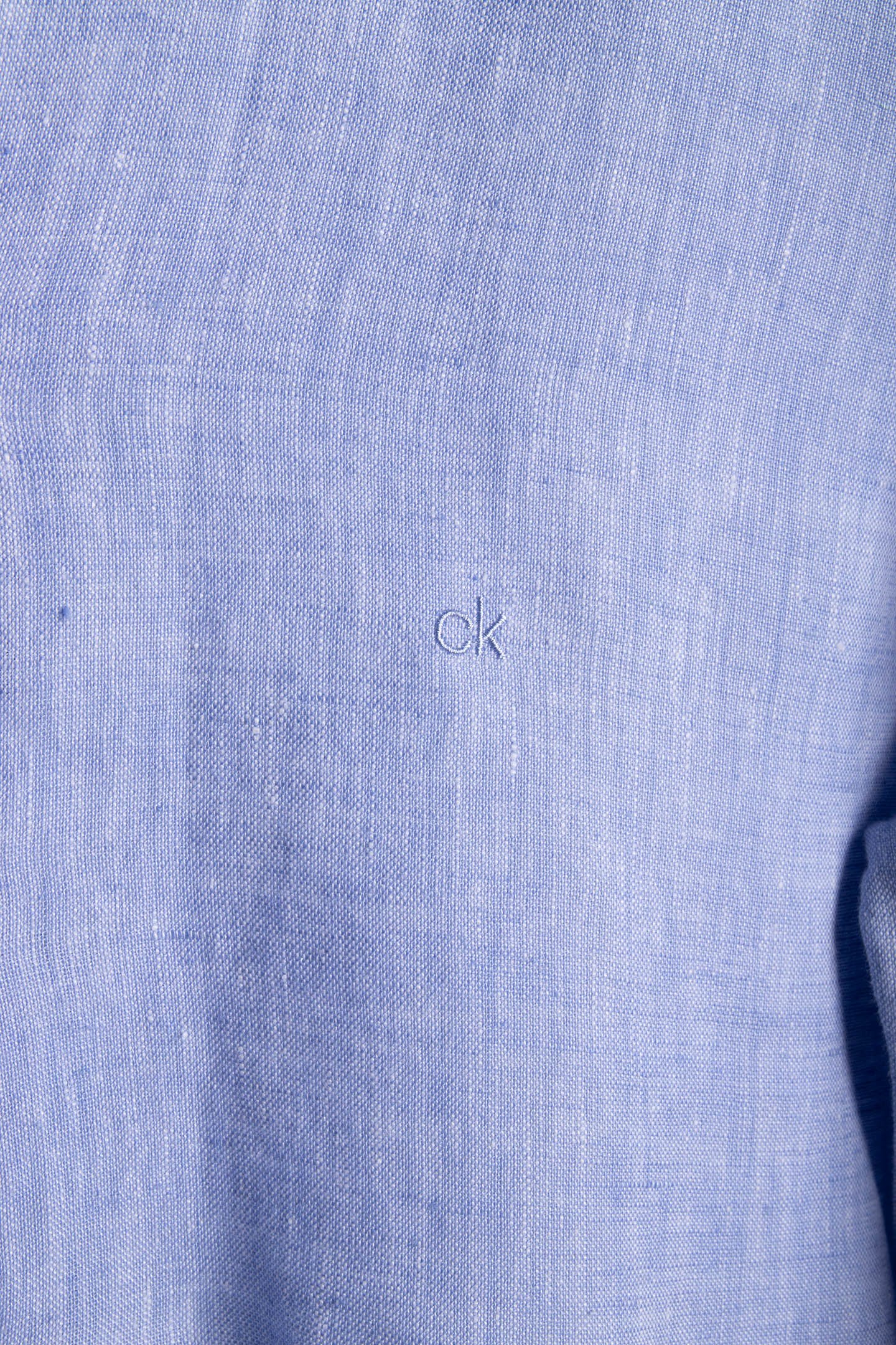 LINEN SOLID SLIM SHIRT BLUE 4
