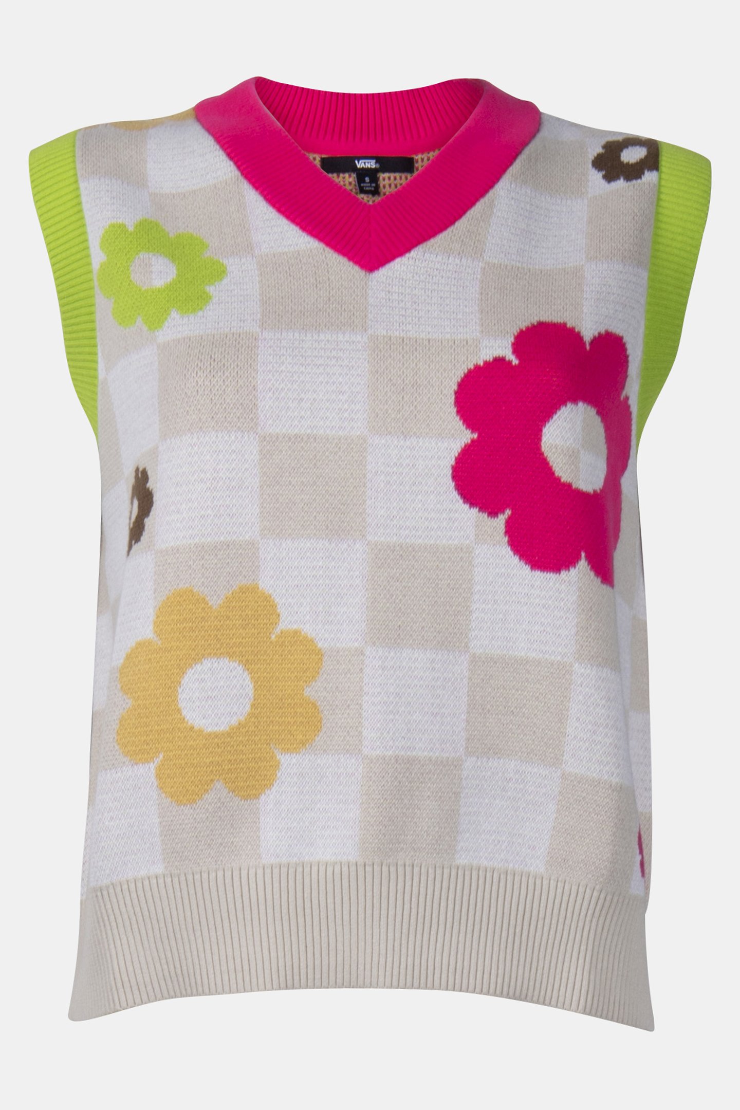 STELLA SWEATER VEST MENDED CHECK DENIM OATMEAL 3