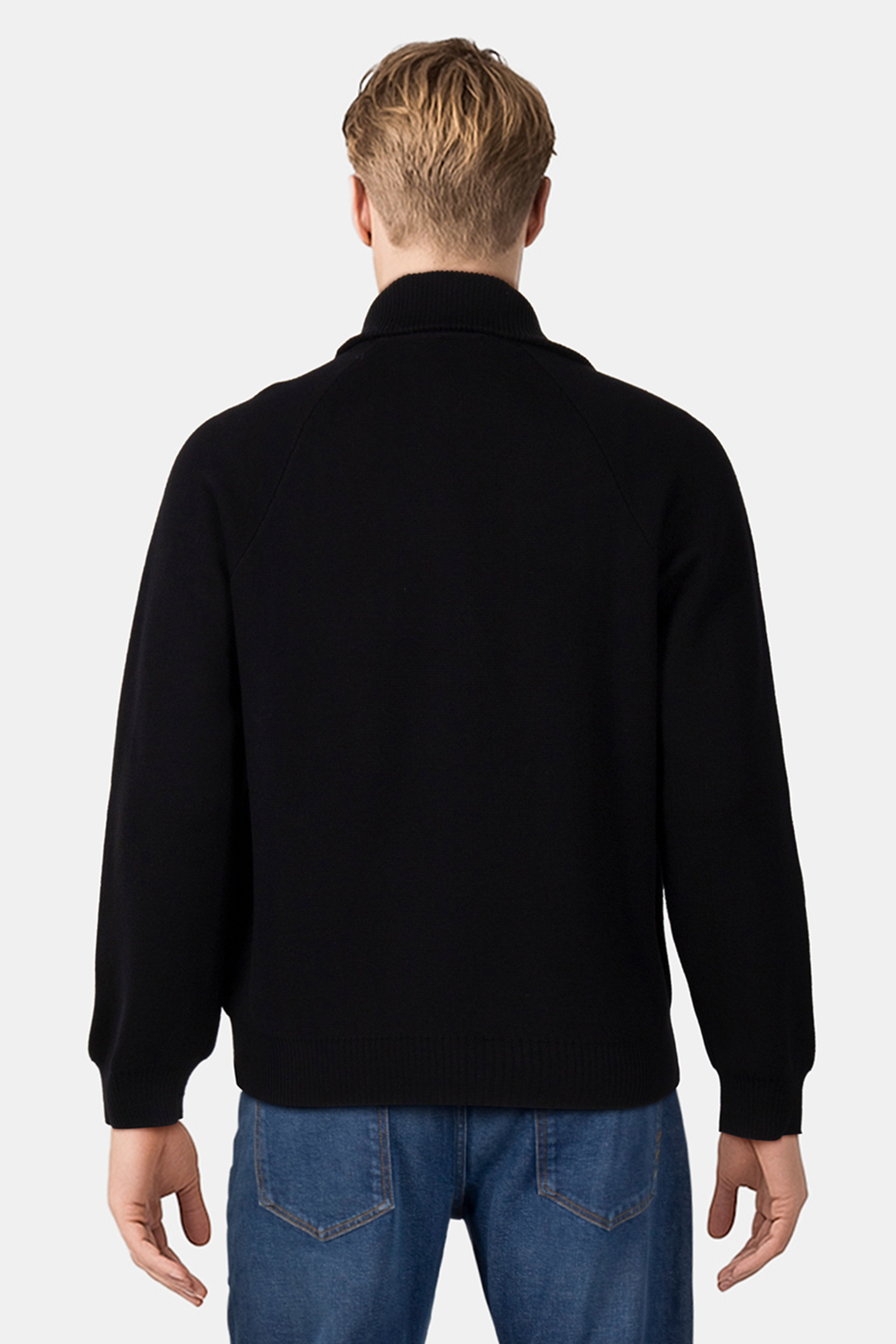 CLUBS KNITTED ZIP SWEATER JET BLACK 2