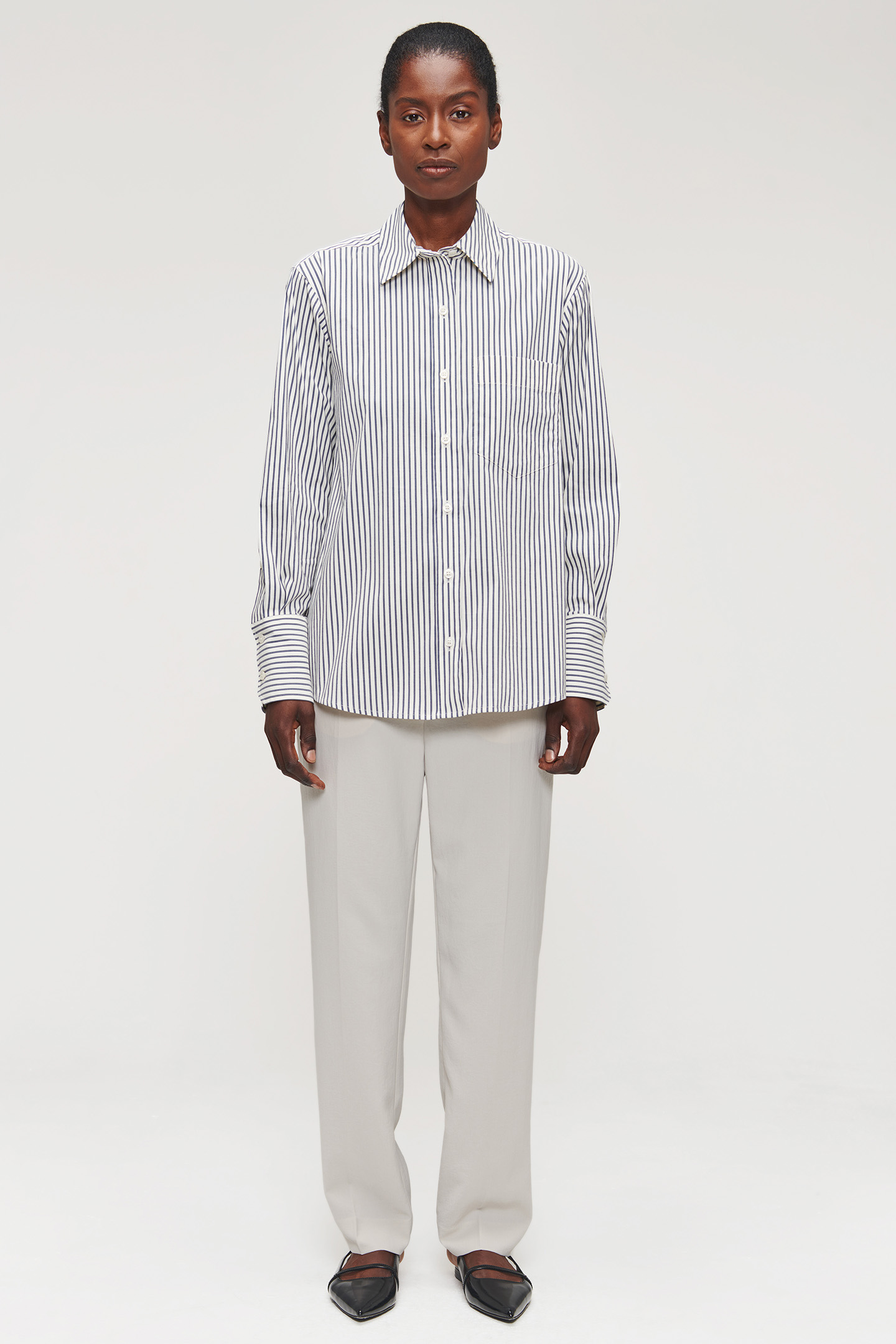 SOFT COTTON MIX STRIPPED SHIRT MIDNIGHT BLUE 3