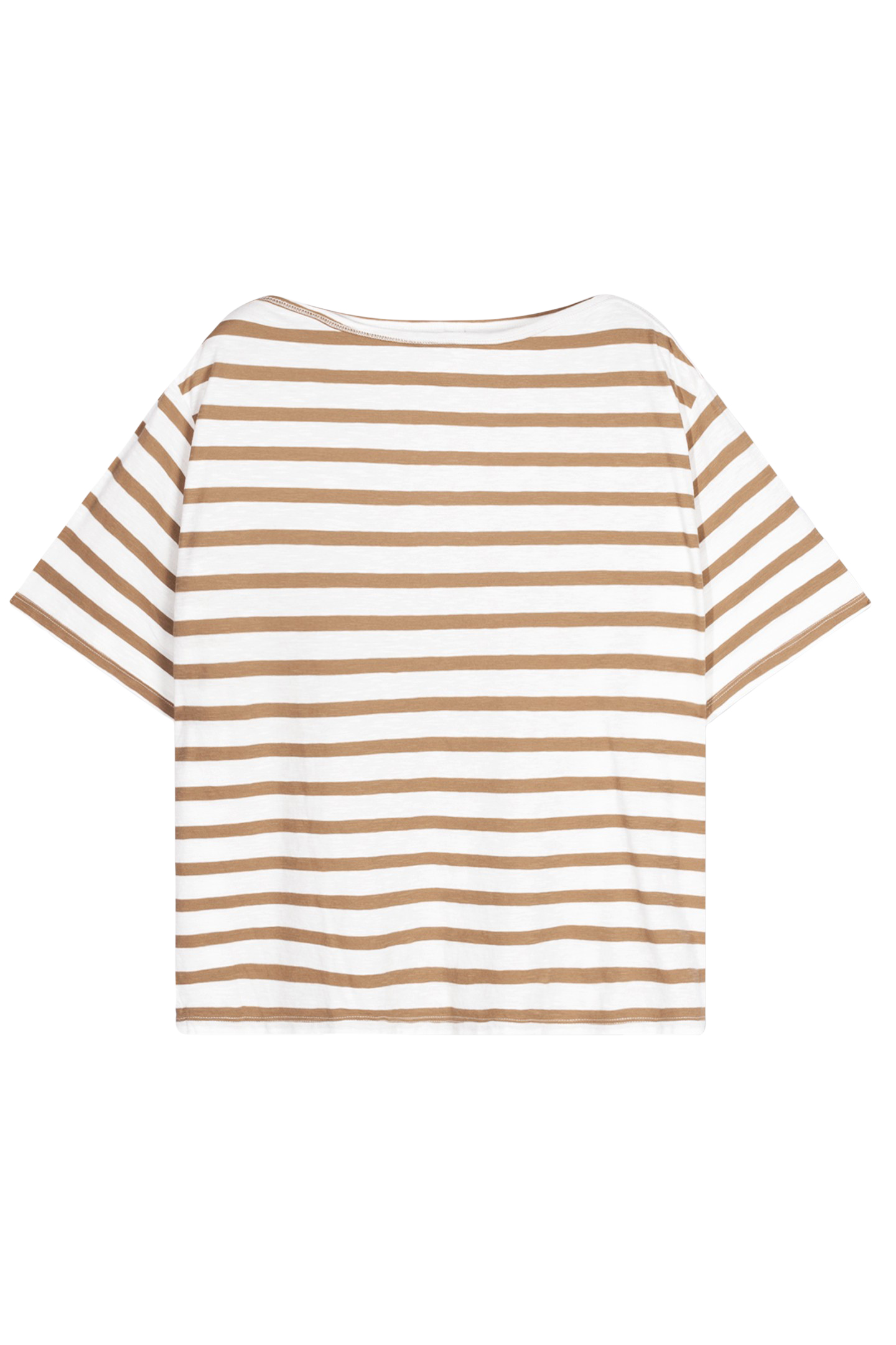 SHORT SLEEVE TEE STRIPES ECRU/CEDAR BROWN 4