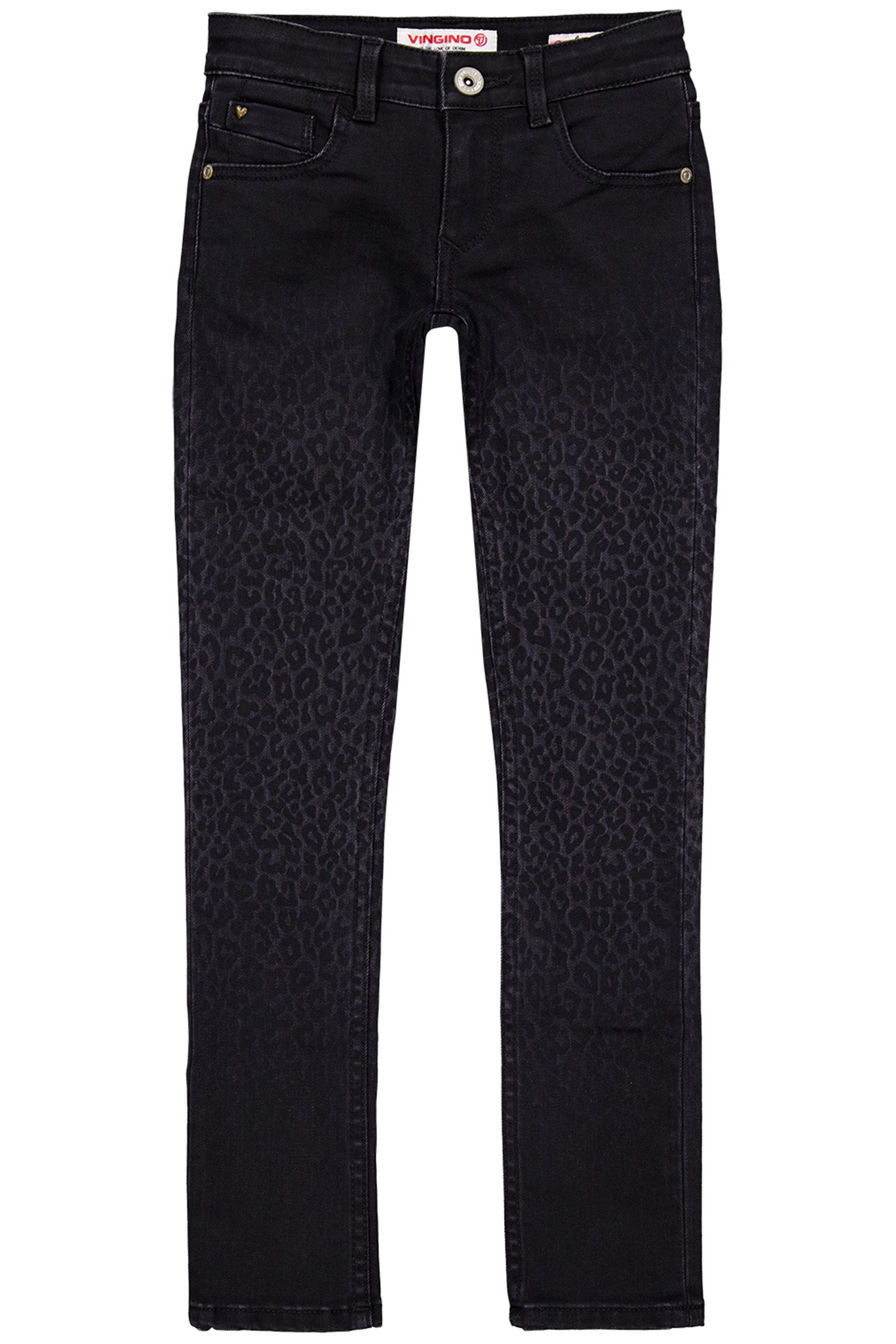 GIRL'S AMIA LEOPARD JEANS BLACK 1