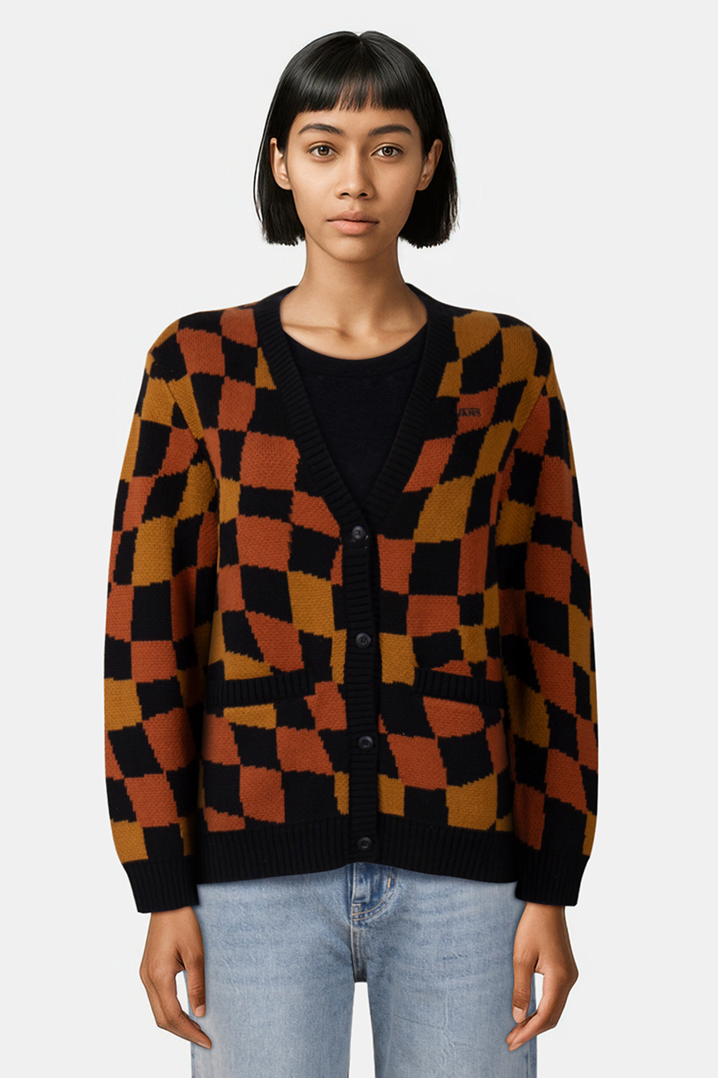 JAGGER SWEATER CARDIGAN AMUSEMENT 66 BLACK/GINGER BREAD by Vans