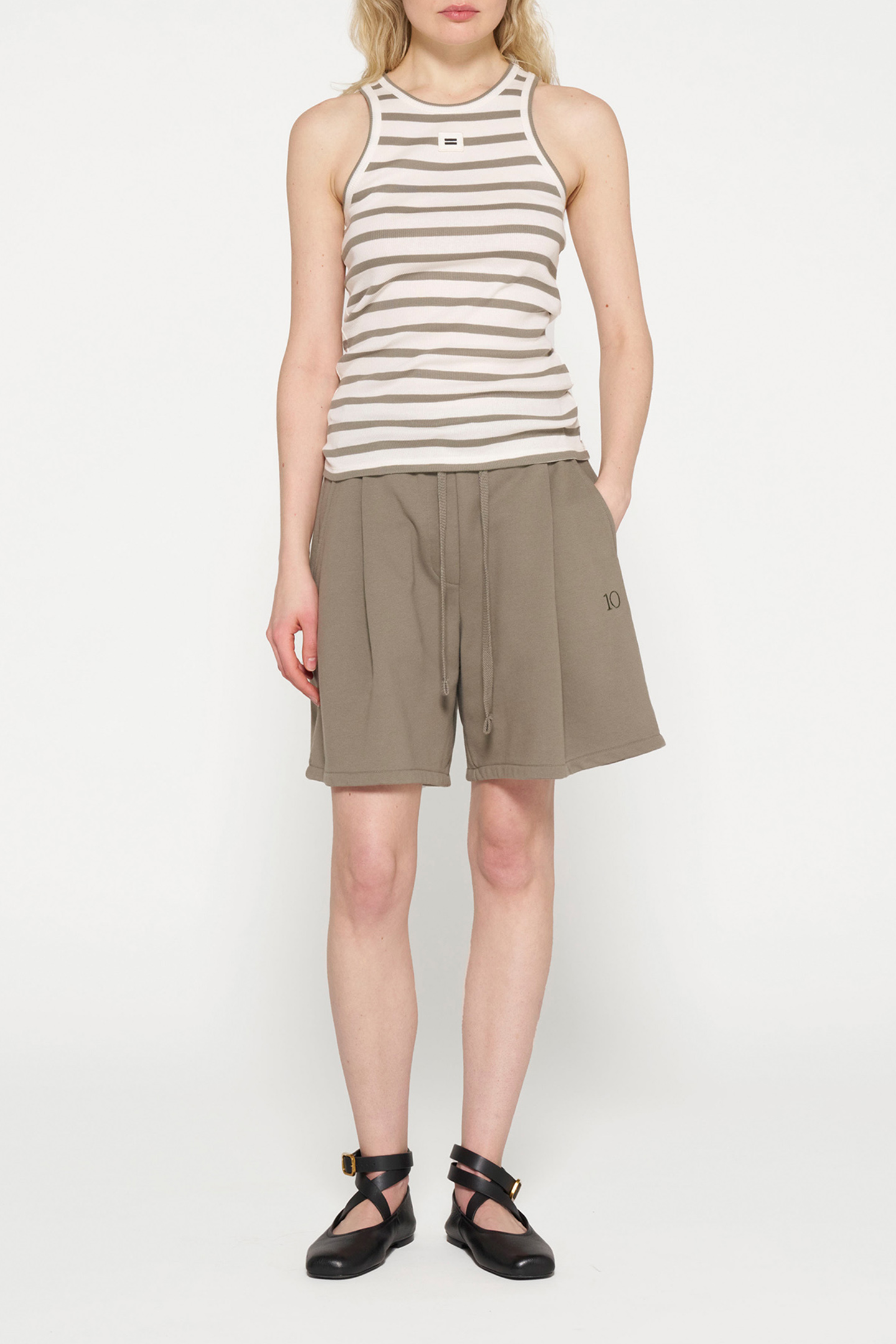 TANK TOP RIB STRIPES ECRU/SAGE 2