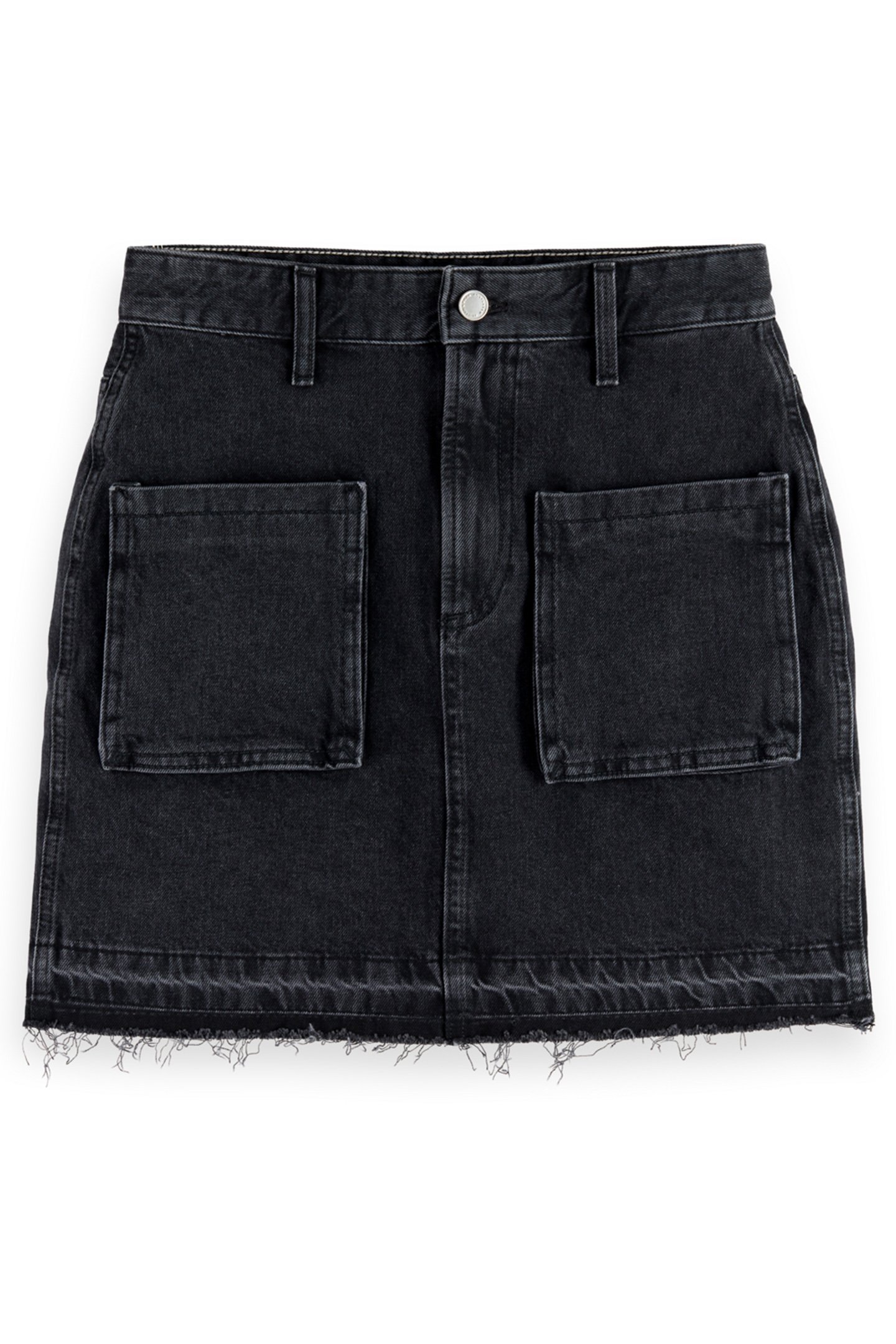 WASHED BLACK DENIM MINI SKIRT WITH CARGO POCKETS CITY BUZZ 3