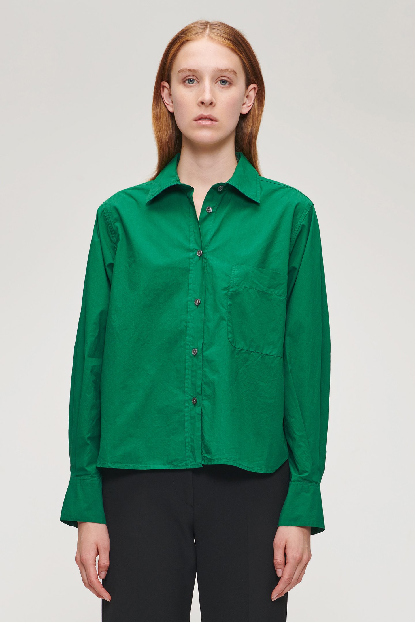 ORG COTTON BOXY SHIRT WARM GREEN by Zenggi