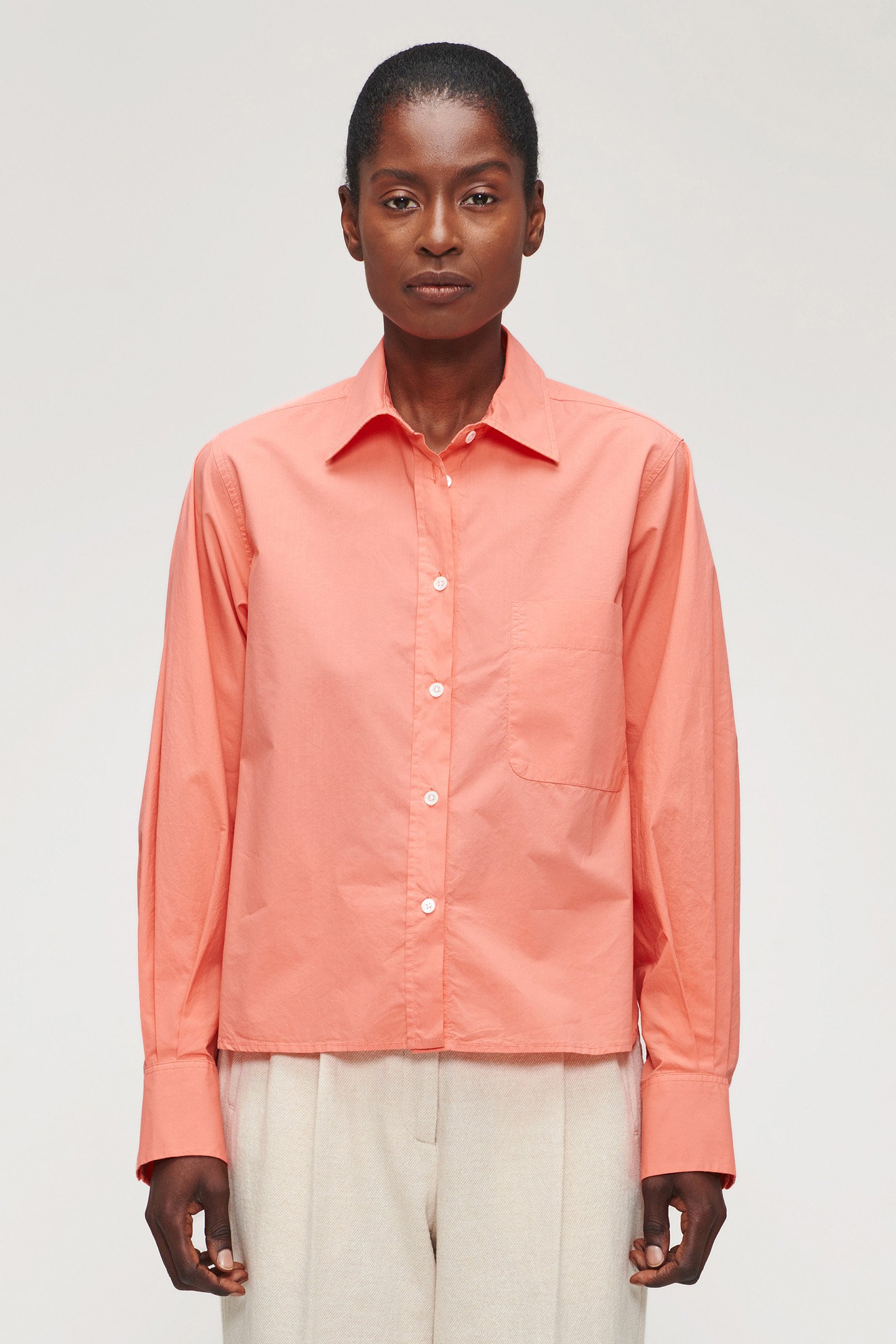 ORG COTTON BOXY SHIRT RADIANT CORAL by Zenggi