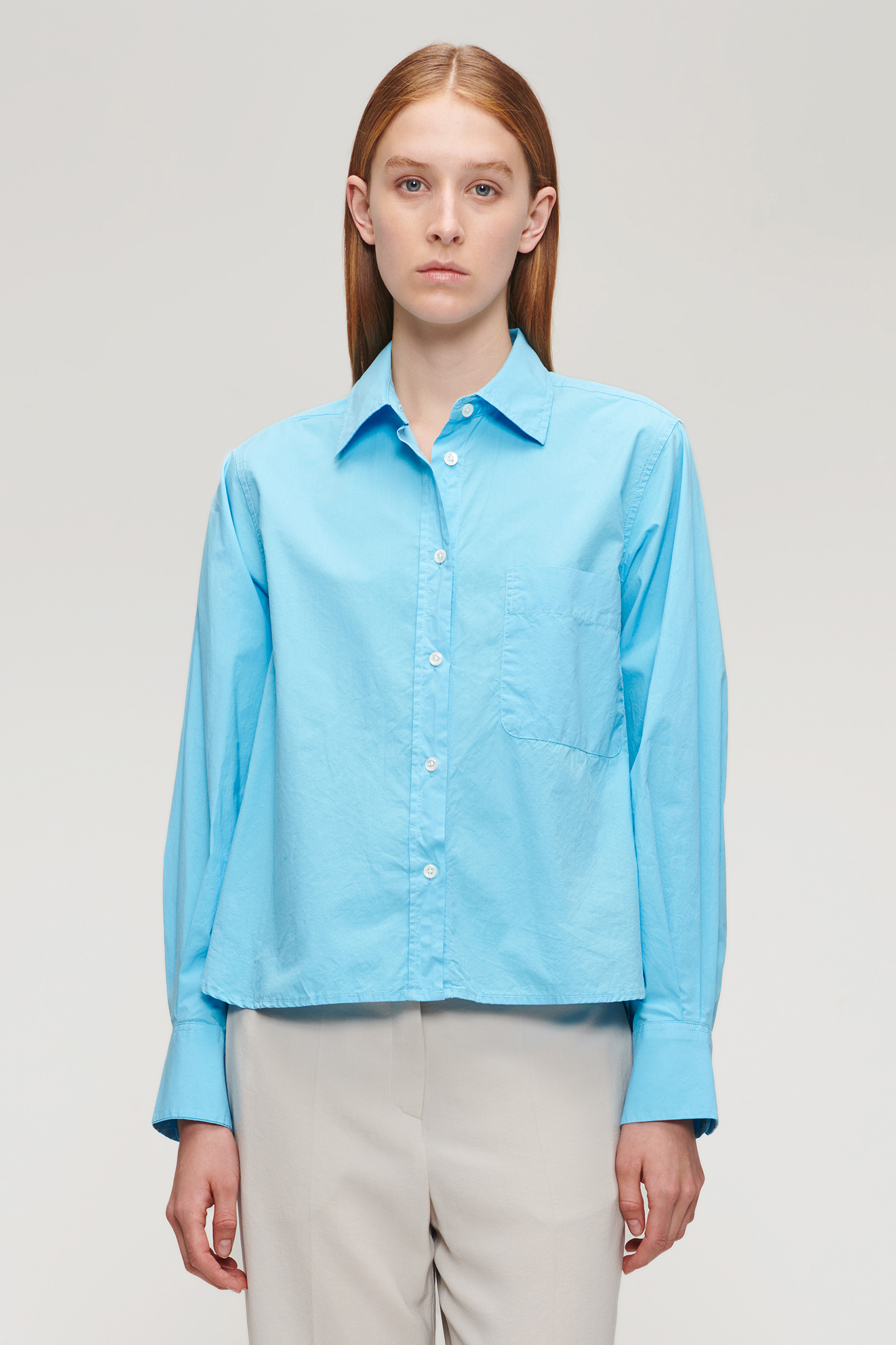 ORG COTTON BOXY SHIRT SKY BLUE by Zenggi