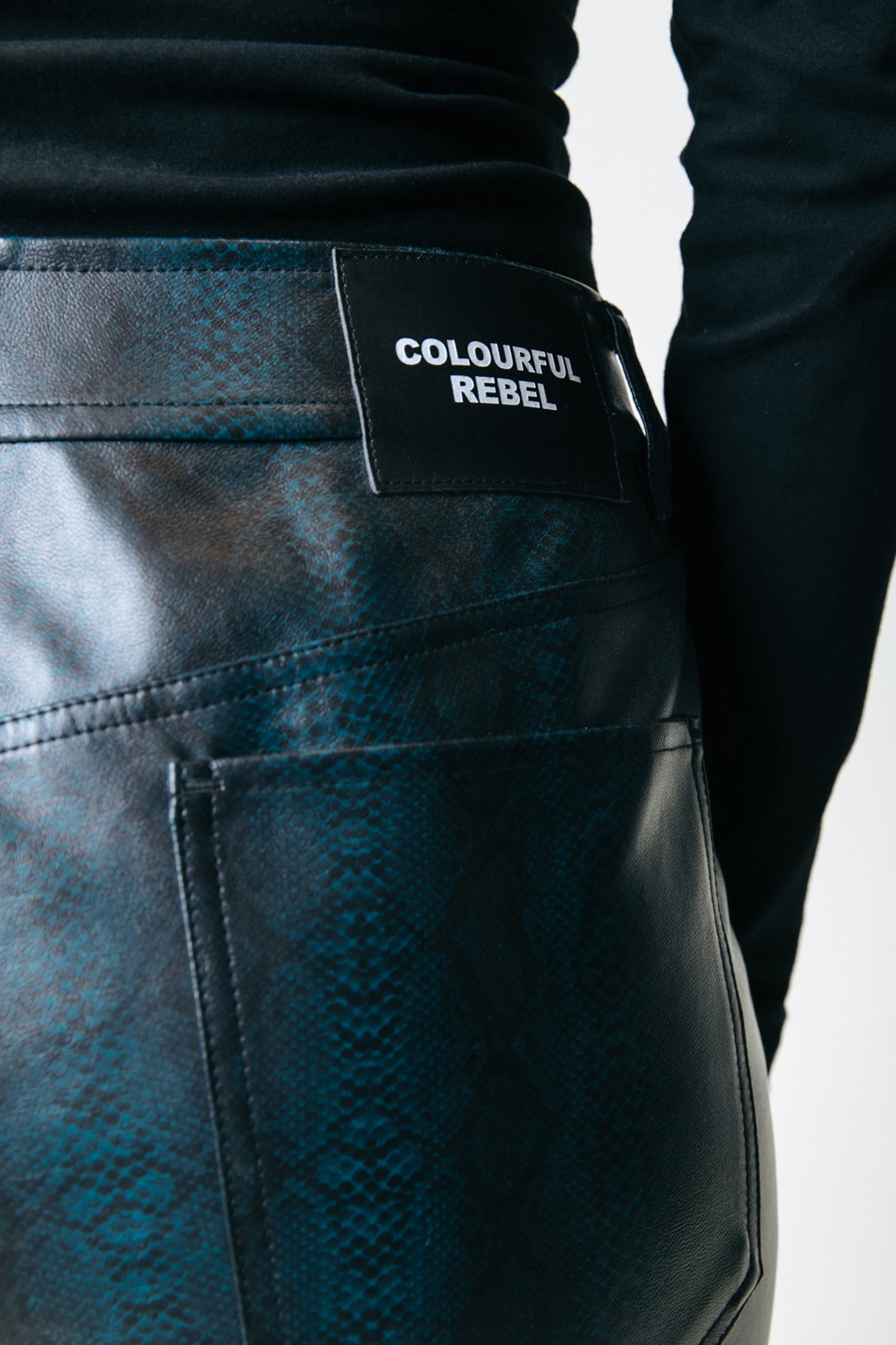 RUSSY SNAKE VEGAN LEATHER HIGH WAIST PANTS ATLANTIC GREEN 5