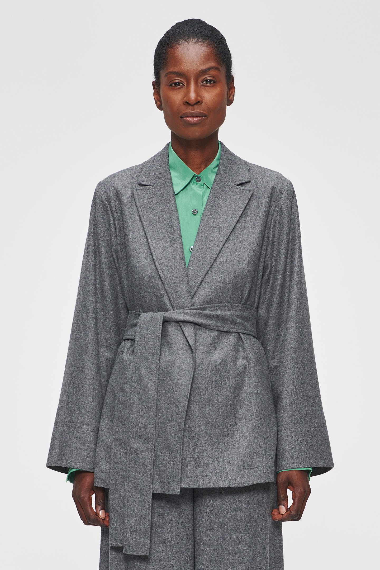 RELAXED FLANNEL JACKET STEEL GREY by Zenggi