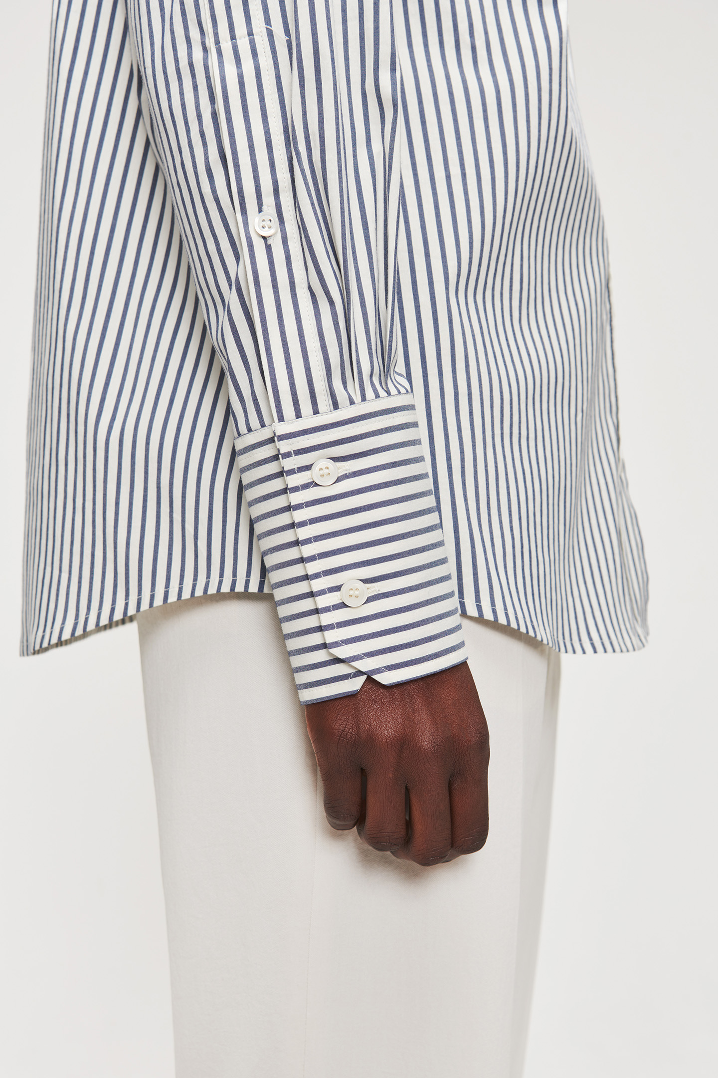 SOFT COTTON MIX STRIPPED SHIRT MIDNIGHT BLUE 6