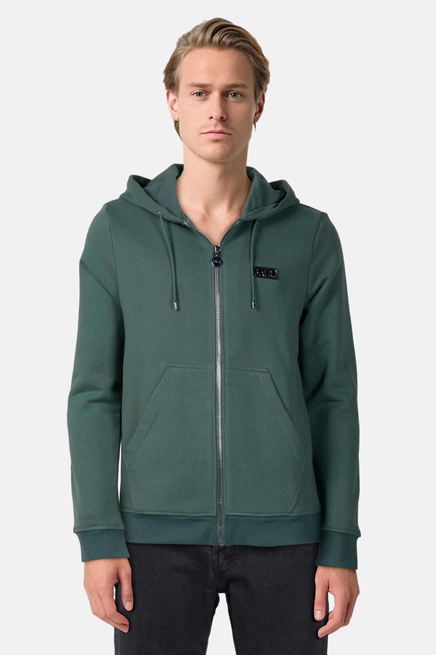 B-SERIES REGULAR FIT ZIP THROUGH HOODIE DARK FOREST 1