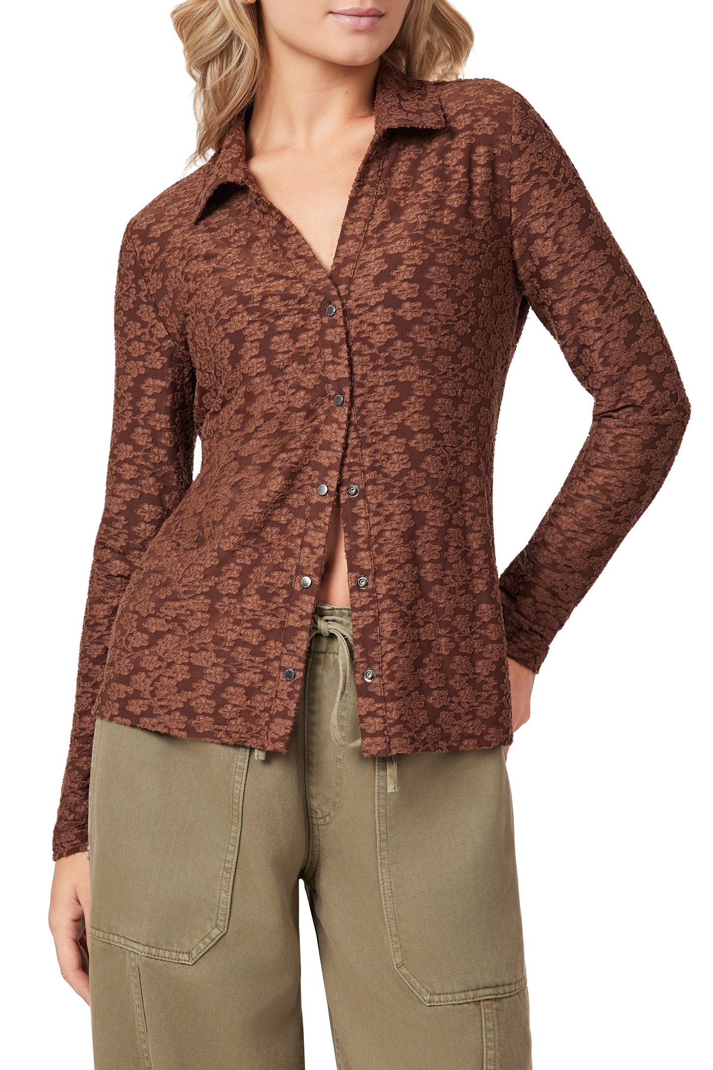 SNAP FRONT CARDIGAN FONDUE FUDGE 1
