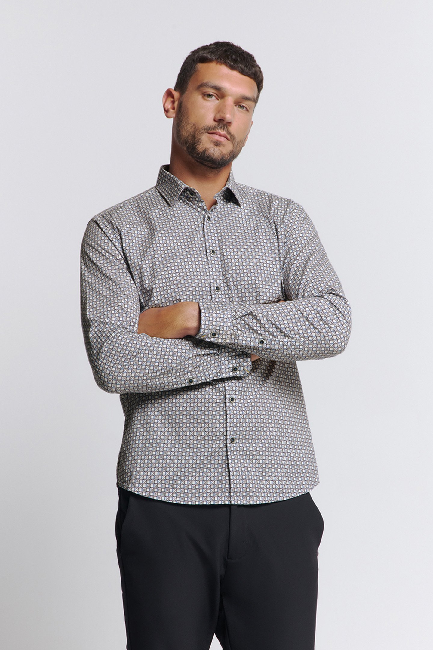 SHIRT STRETCH ALLOVER PRINTED BLUEBERRY 1