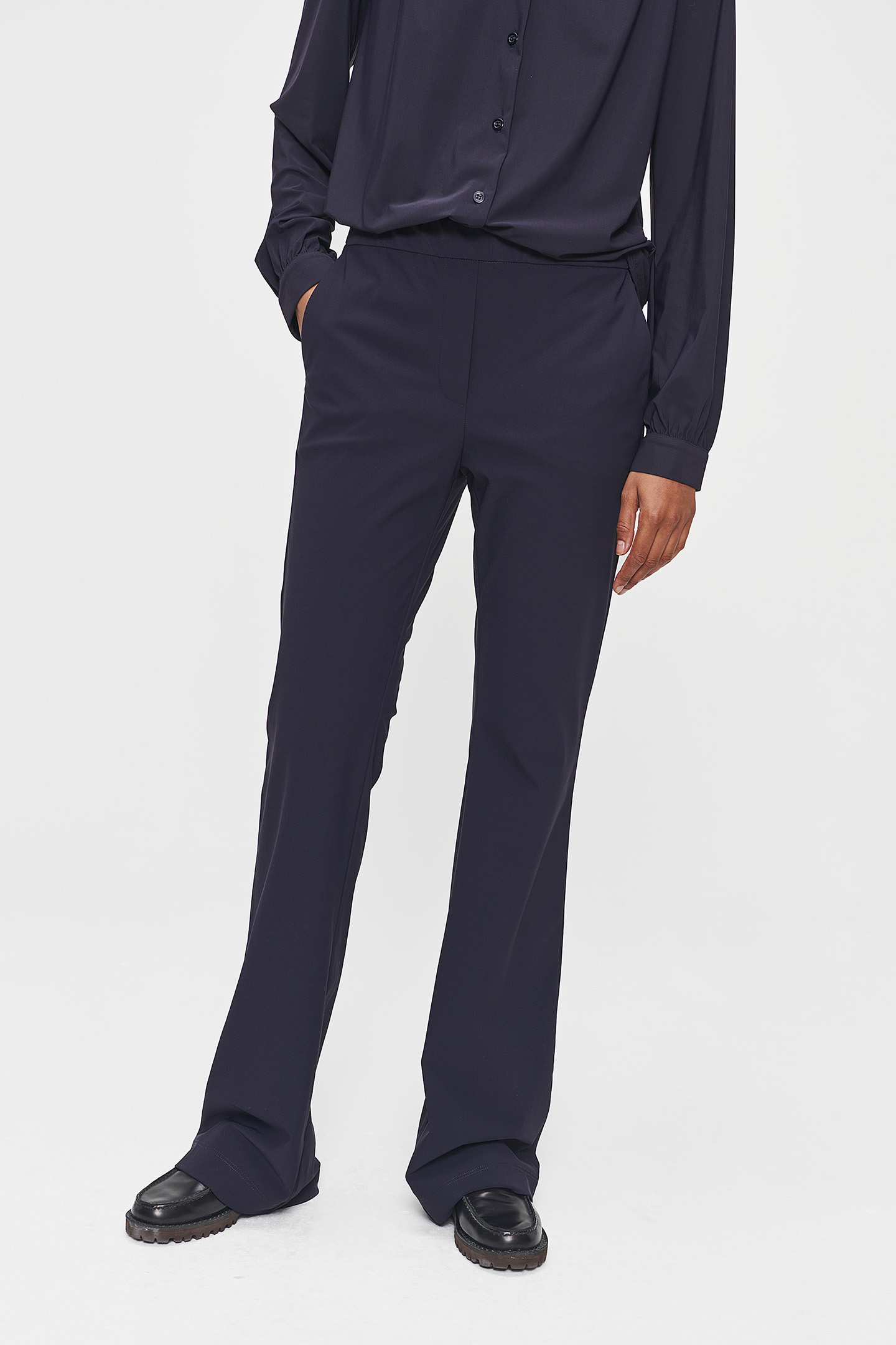 BRSH JERSEY BASIC FLARED PANTS INK BLUE 1