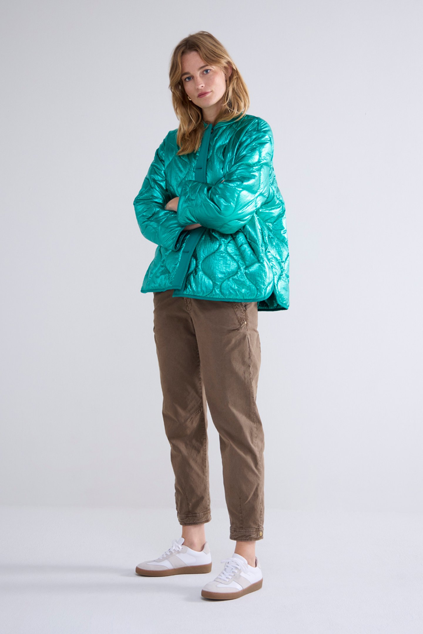 JACKET QUILTED METALLIC PEACOCK by Summum Woman