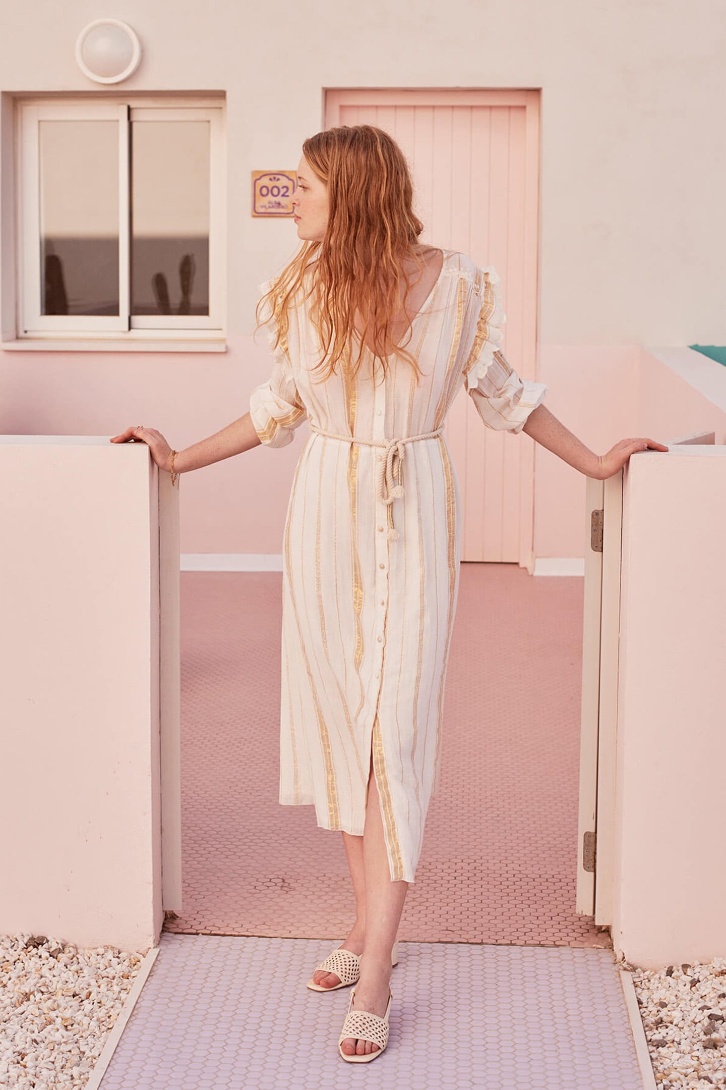 DRESS MILLA WHITE & GOLD STRIPES 3