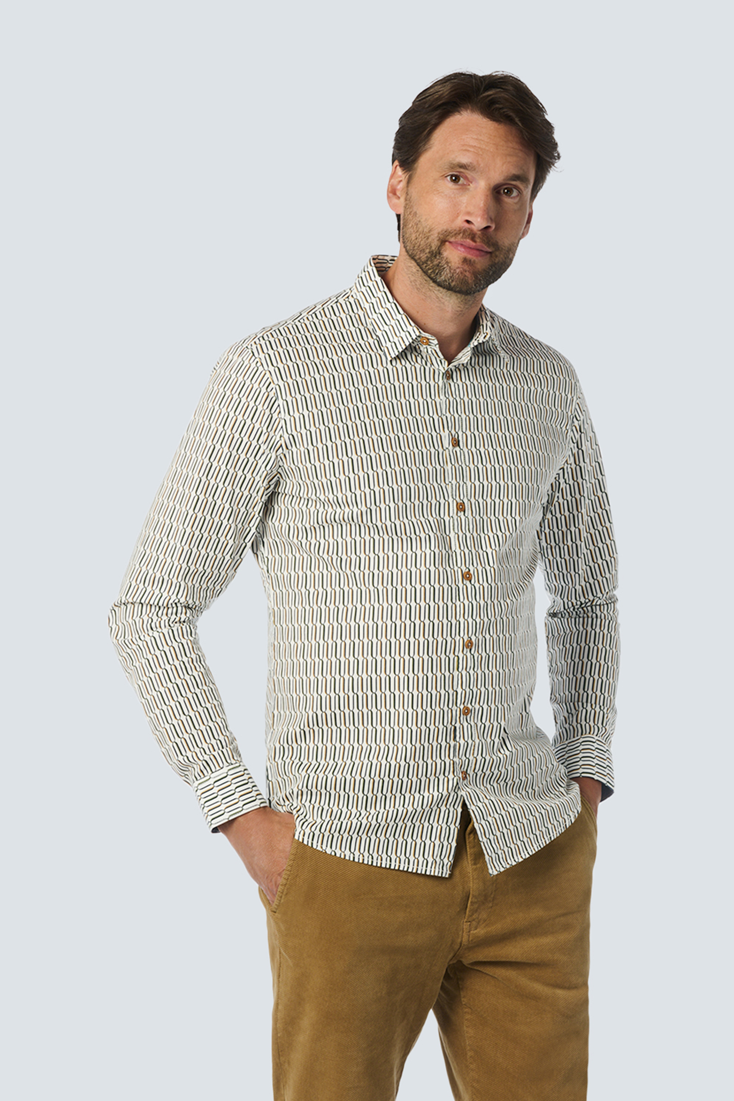 SHIRT STRETCH ALLOVER PRINTED WHITE 1