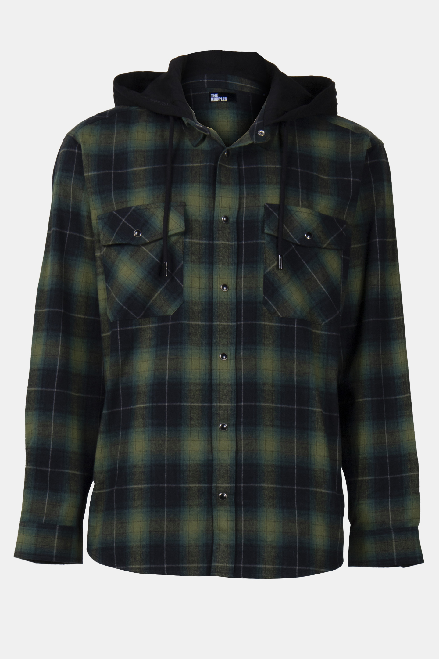 CHECKED SHIRT WITH HOOD BLACK/GREEN 3