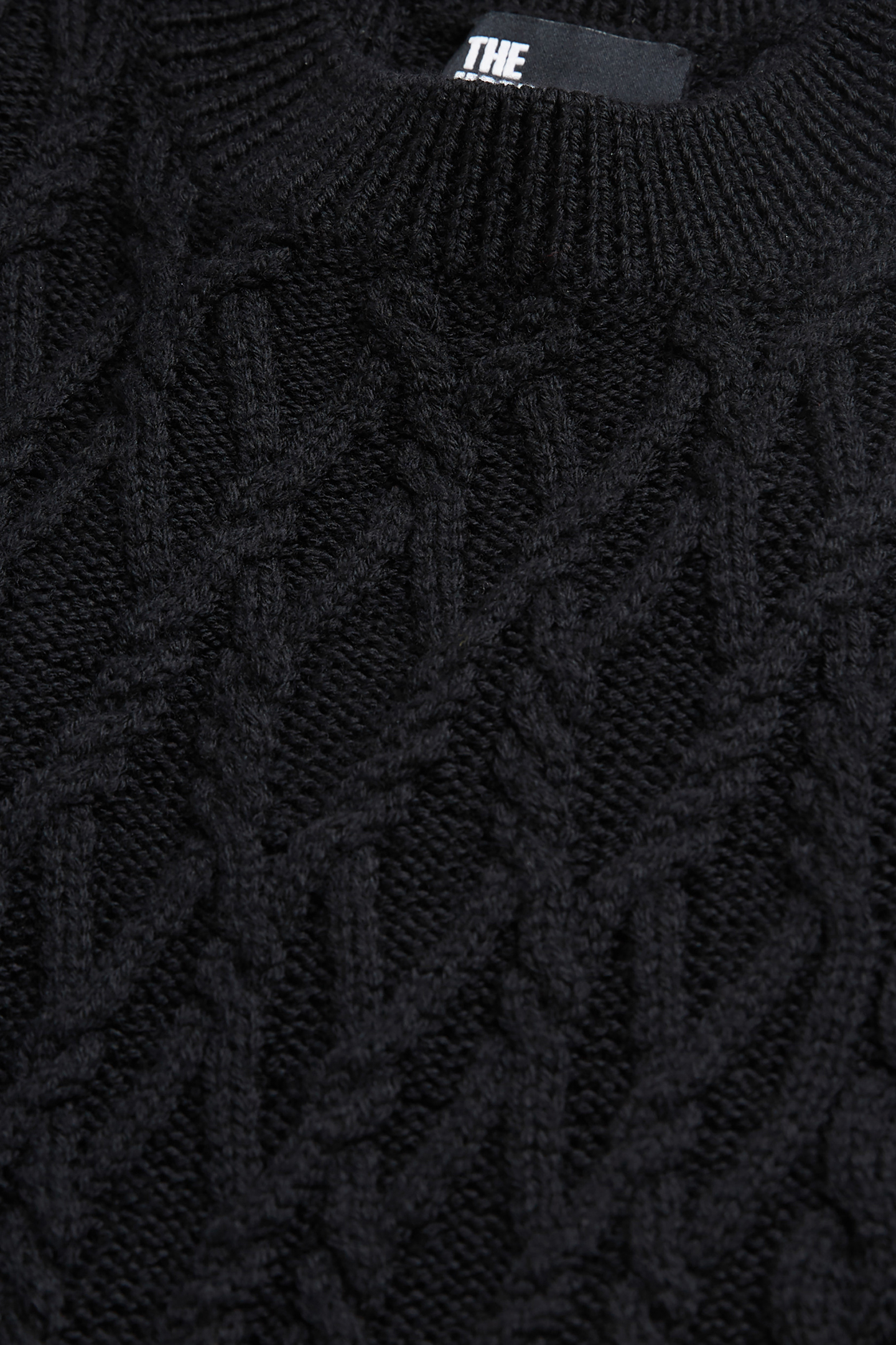 LONG-SLEEVED CABLE-KNIT WOOL DRESS BLACK 7