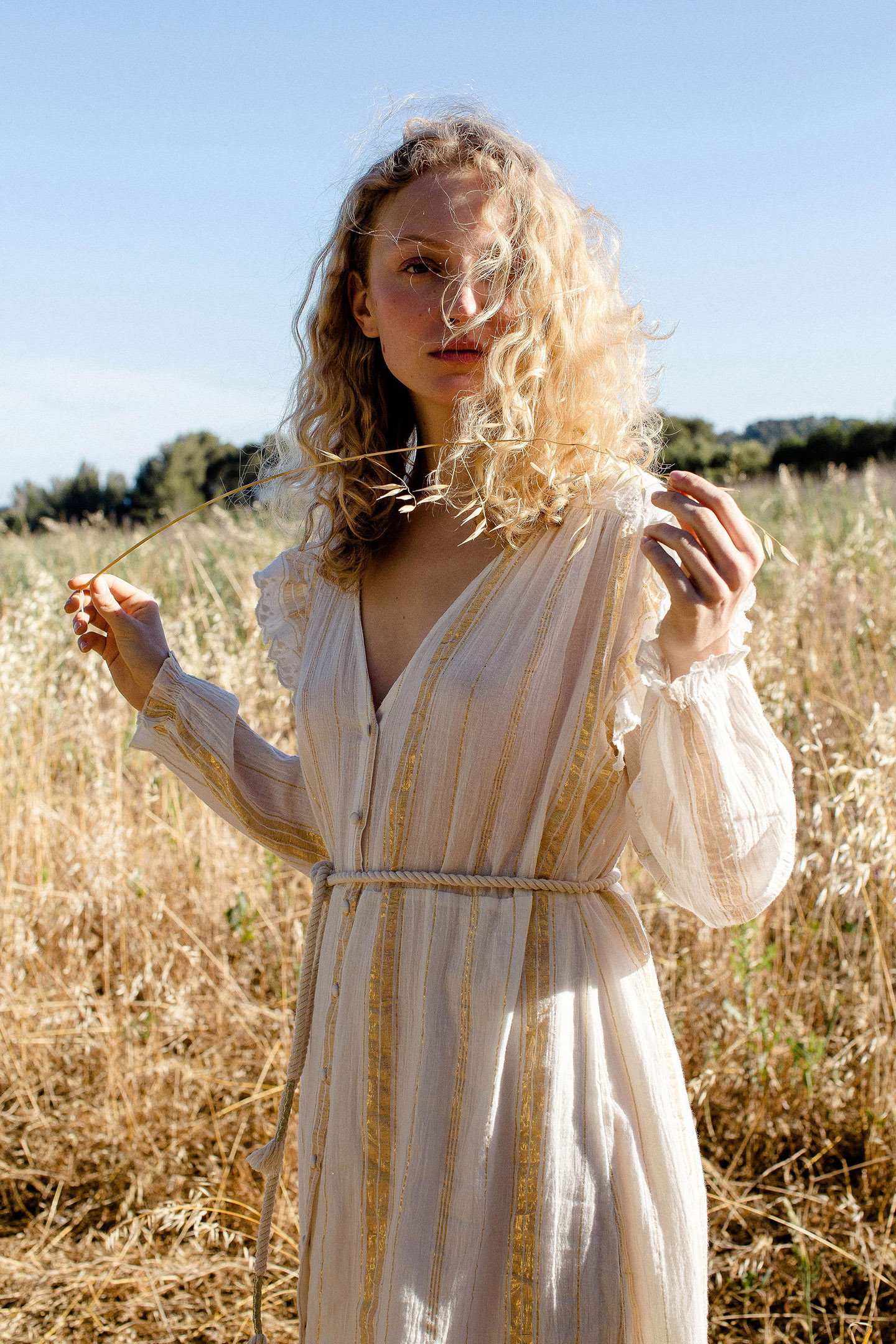 DRESS MILLA WHITE & GOLD STRIPES 5