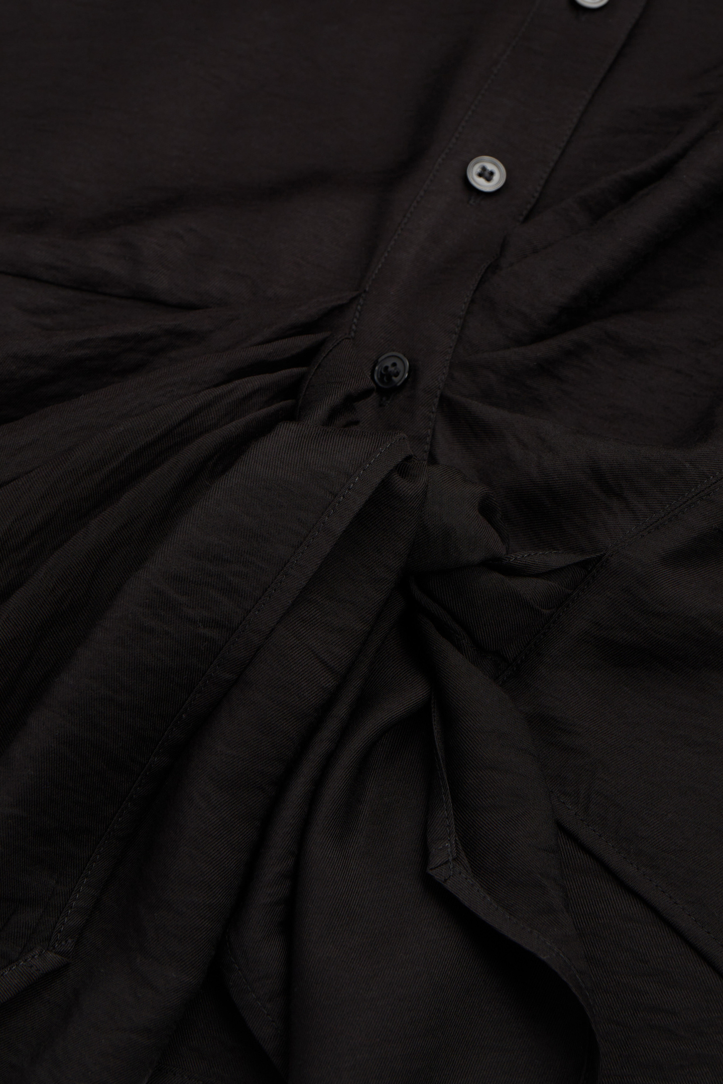 LONG-SLEEVED DRAPED KNOTTED SHIRT BLACK 4