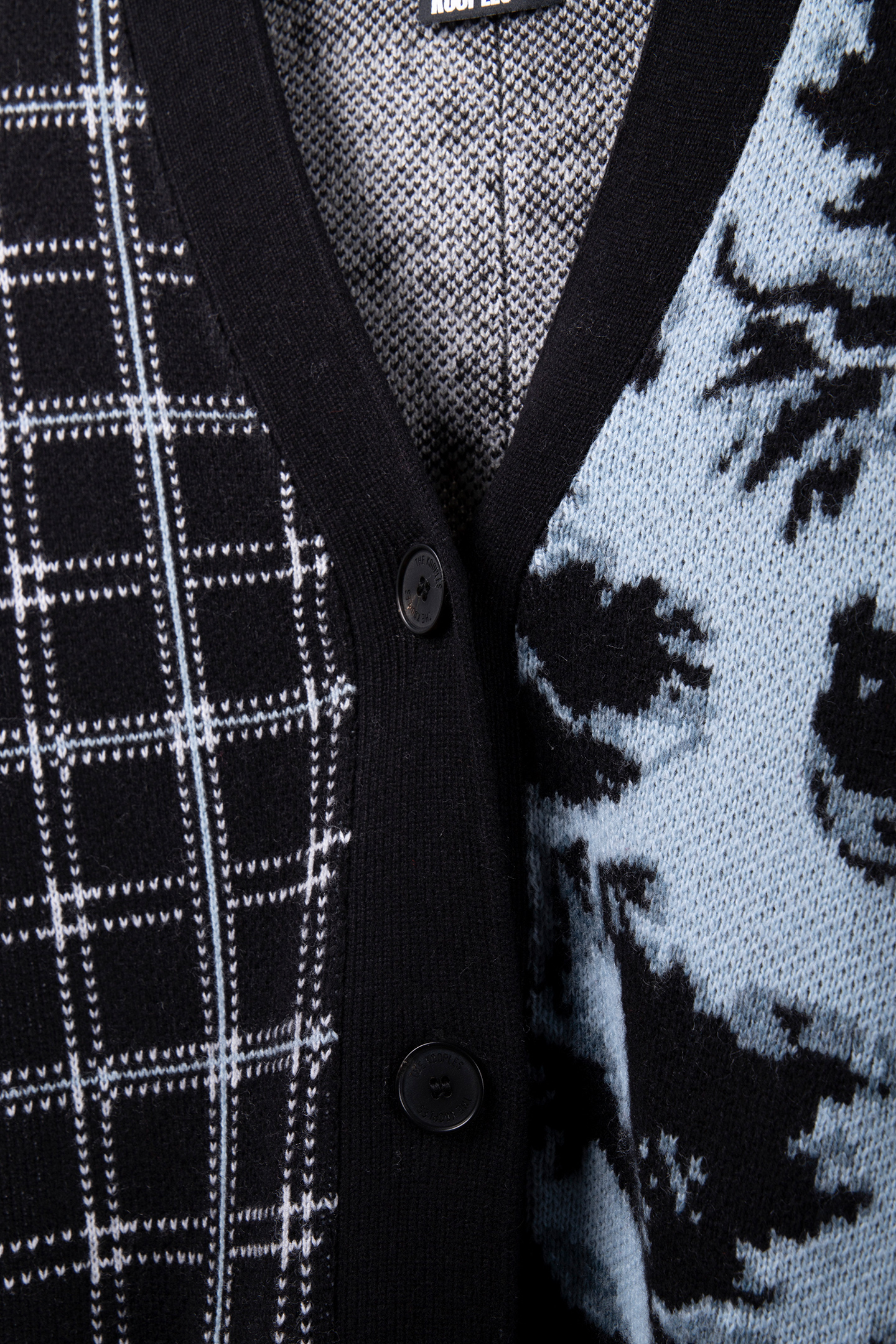 CARDIGAN PATCHWORK JACQUARD BLUE MELANGE/BLACK 4