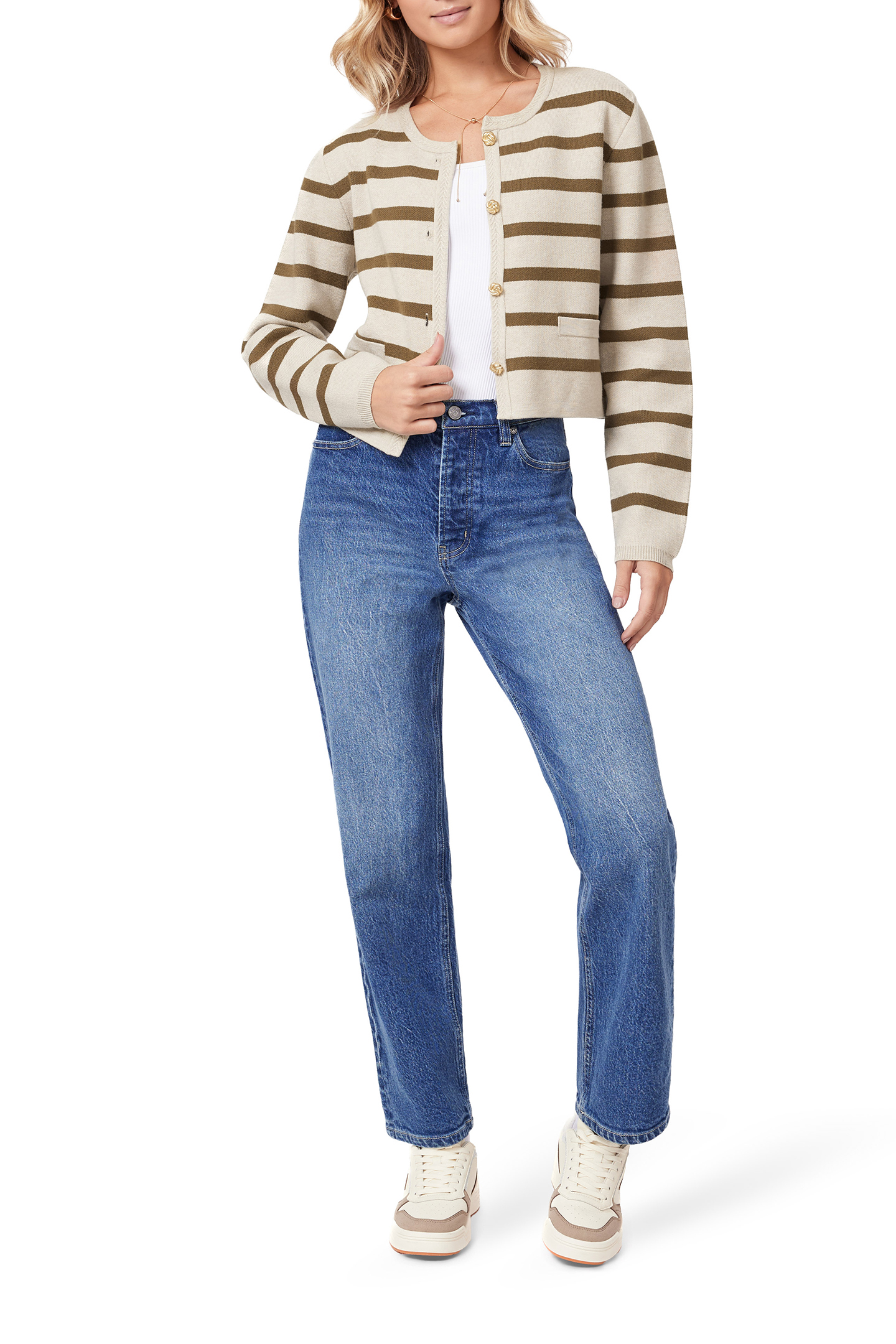 SWEATER OATMEAL HEATHER/ MILITARY OLIVE STRIPE 4