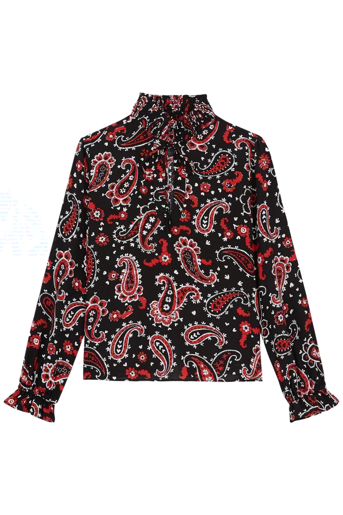 TOP EVASE A COL SMOCKE BLACK-RED 1