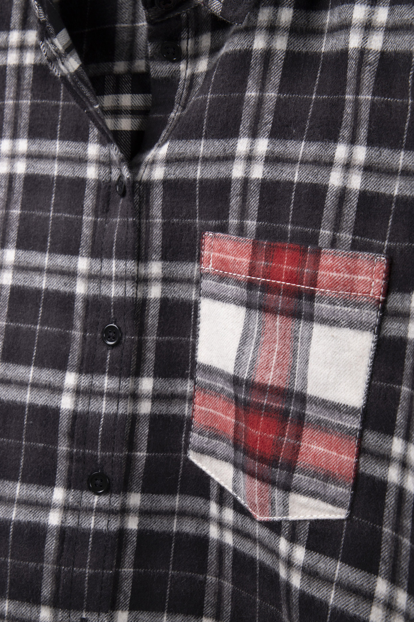 CHECKED SHIRT WITH CONTRASTING POCKETS BLACK 4