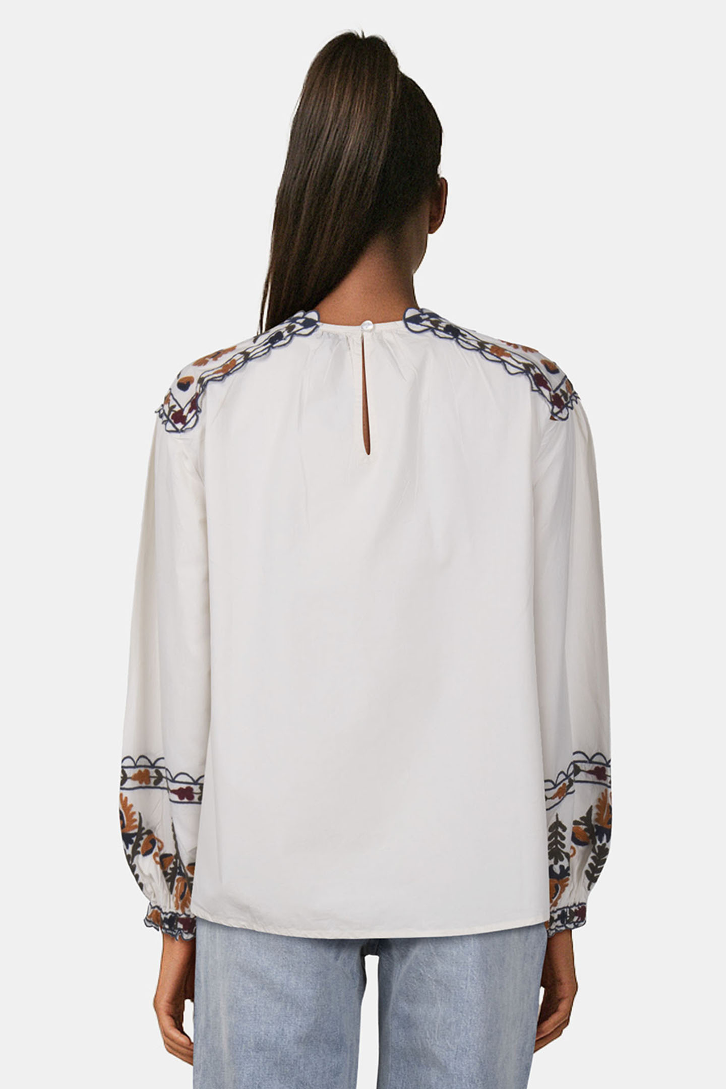 TOP EMBROIDERED COTTON IVORY 2