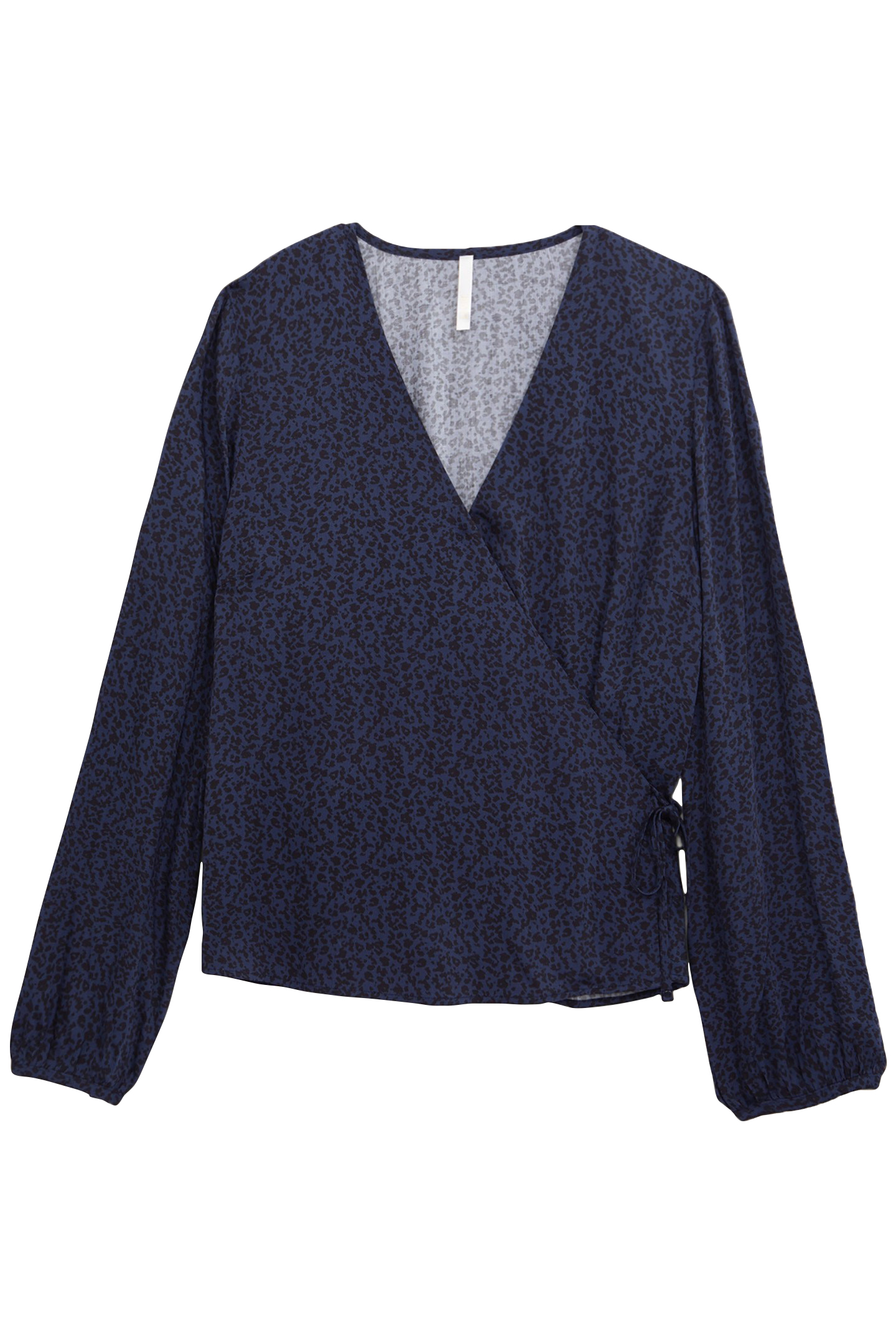 NAVY BLOUSE WITH MICRO LEOPARD PRINT 4