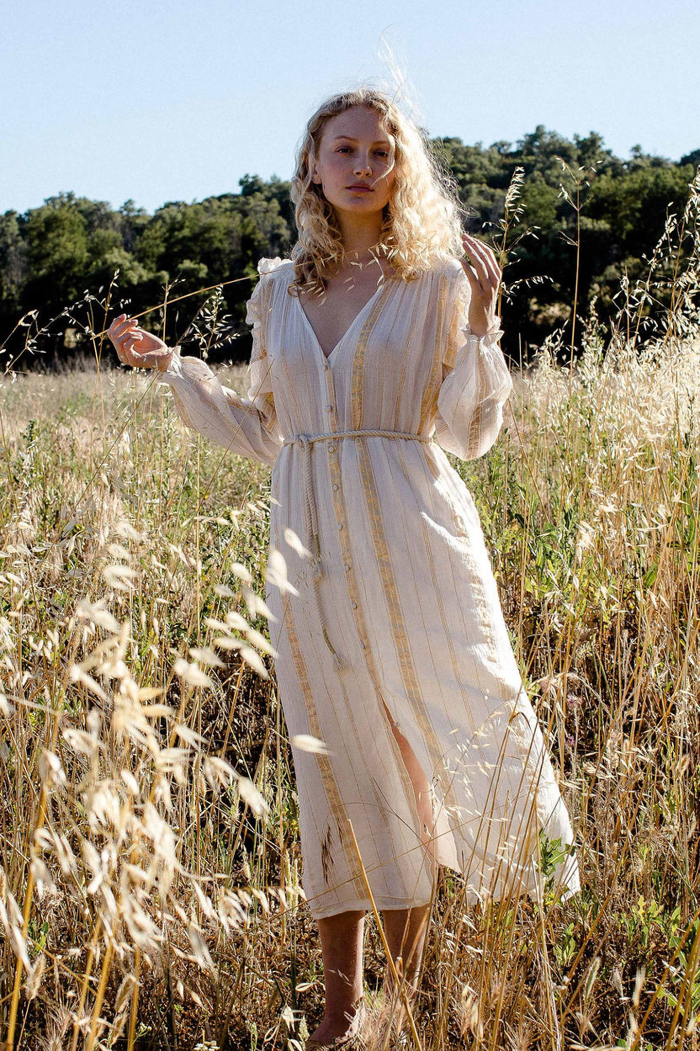 DRESS MILLA WHITE & GOLD STRIPES 1