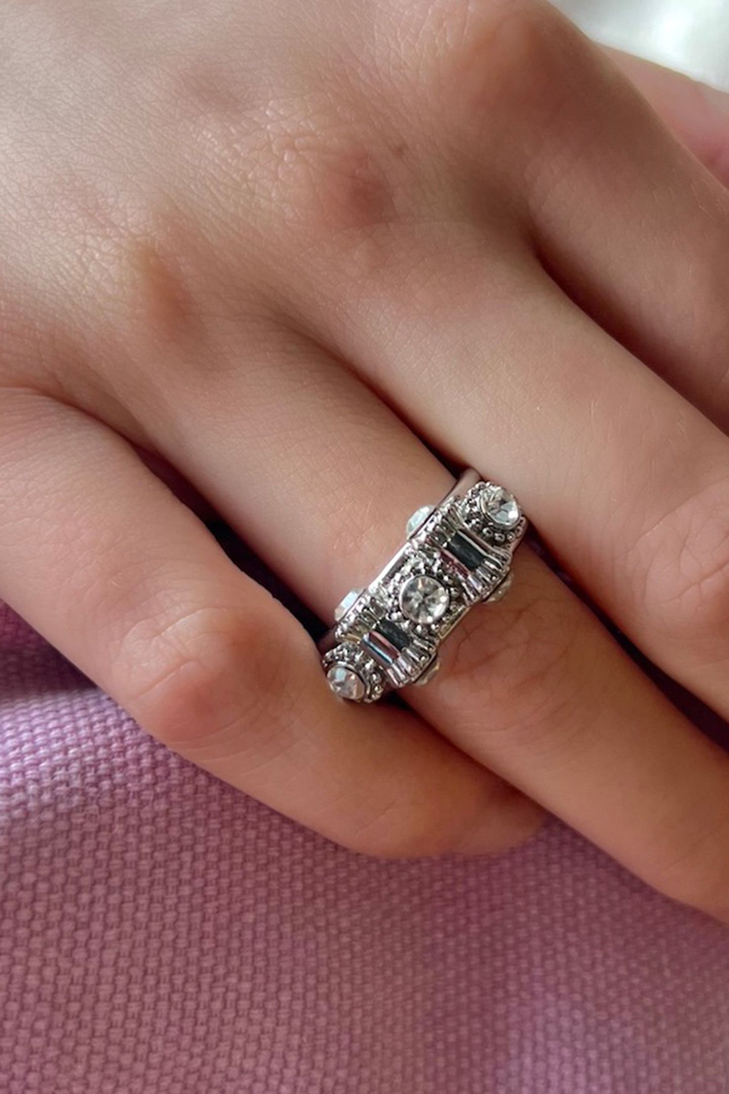 OTAZU VINTAGE BARREL RING - RHODIUM 2