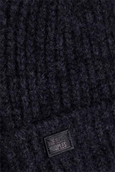 ALPACA WOOL HAT WITH LEATHER PATCH ANTHRACITE MELANGE 3