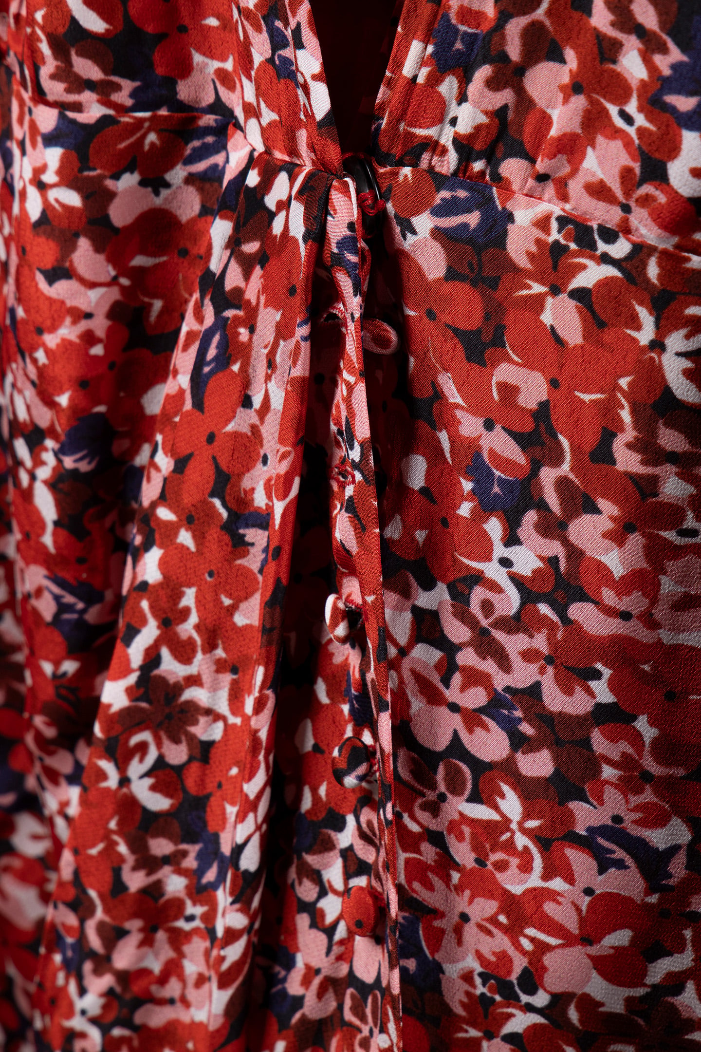BURNING FLOWER PATTERN LONG SLEEVE DRESS RED 4
