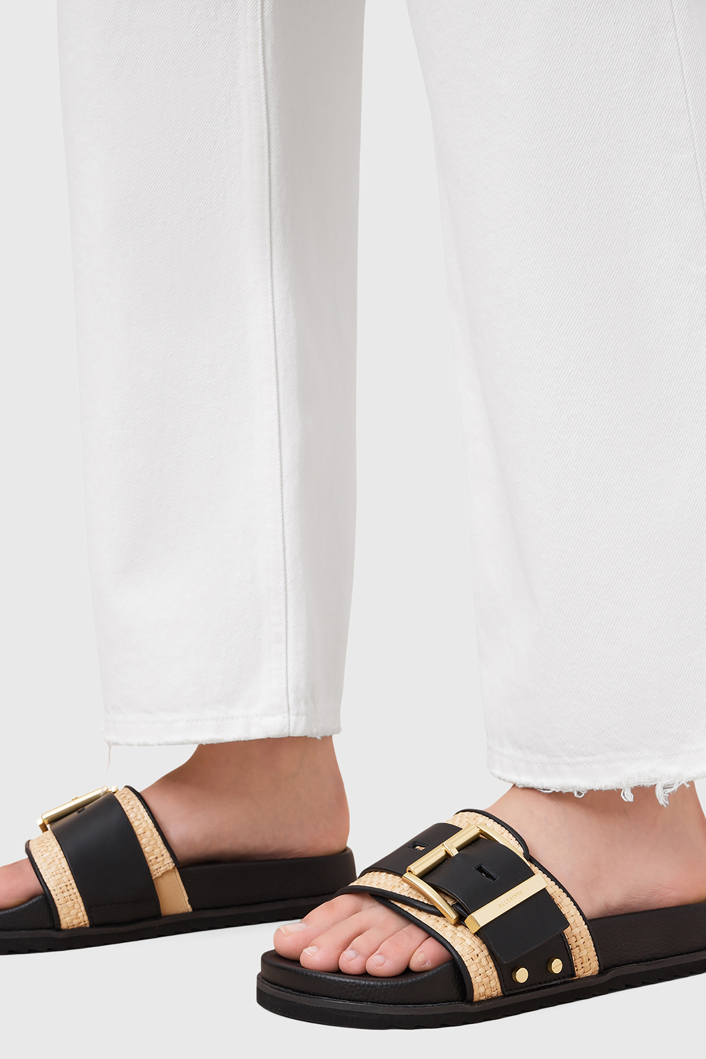 ELLIE RAFFIA SLIDER NATURAL/BLACK 2