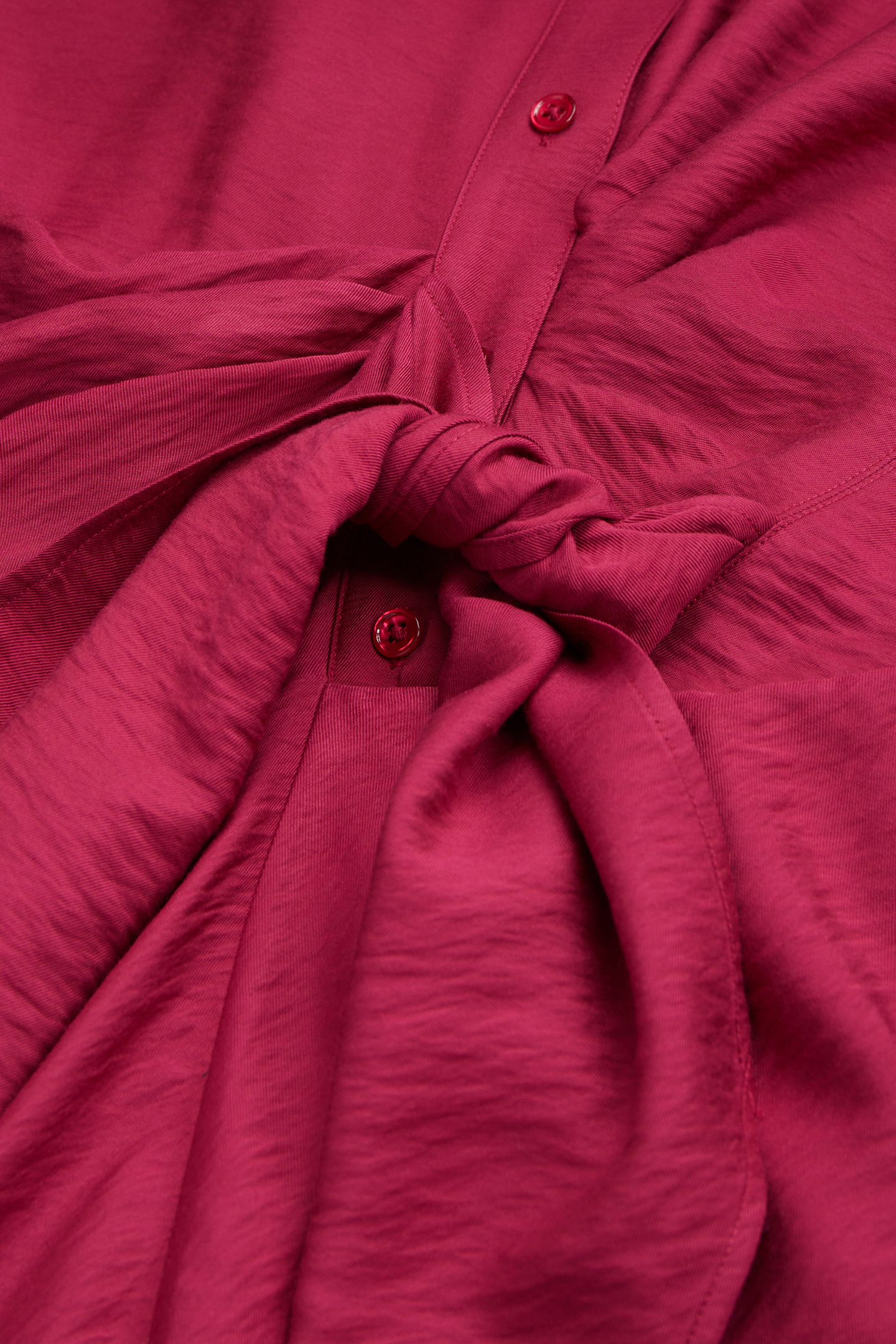 LONG-SLEEVED TIE-UP SHIRT DRESS RASPBERRY 4