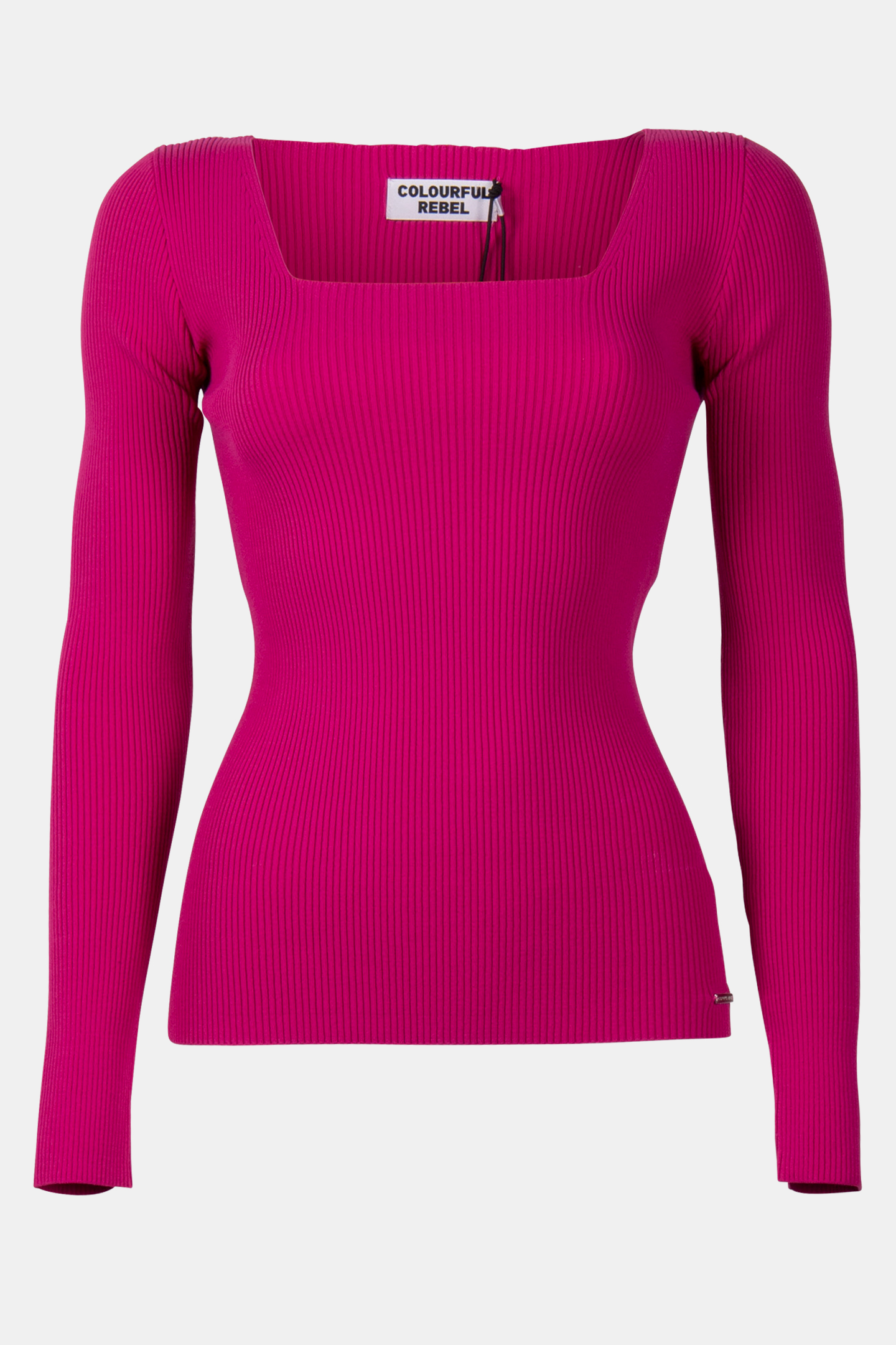 ARIEL SQUARE NECKLINE KNITTED TOP FUCHSIA 3