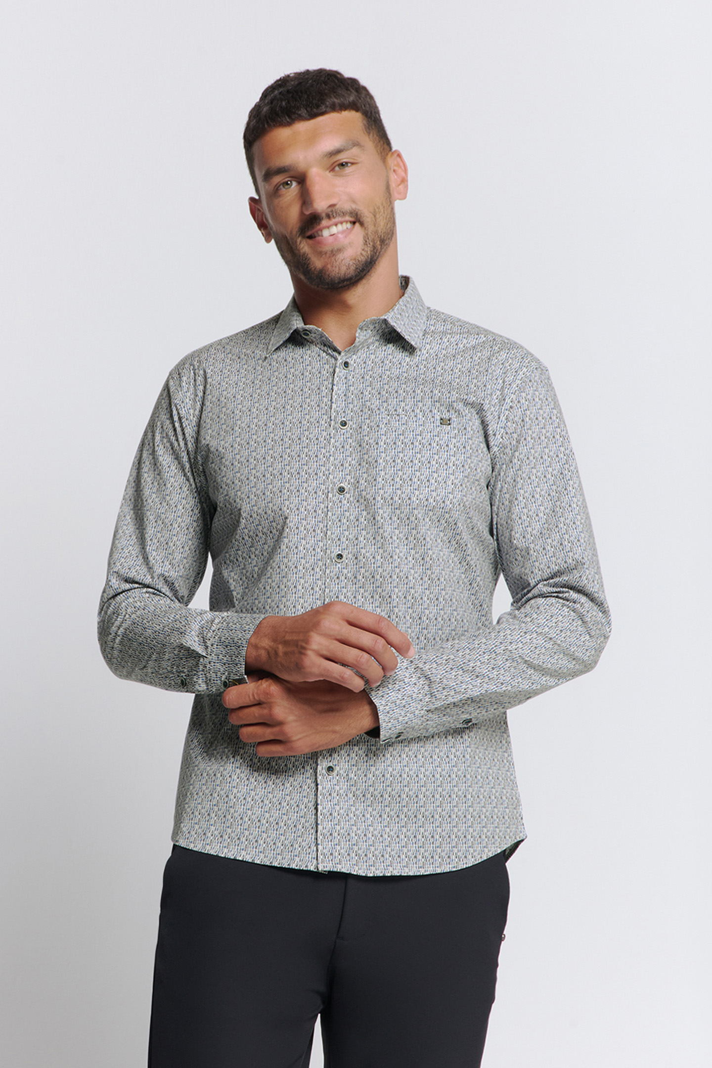 SHIRT STRETCH ALLOVER PRINTED OFFWHITE 1