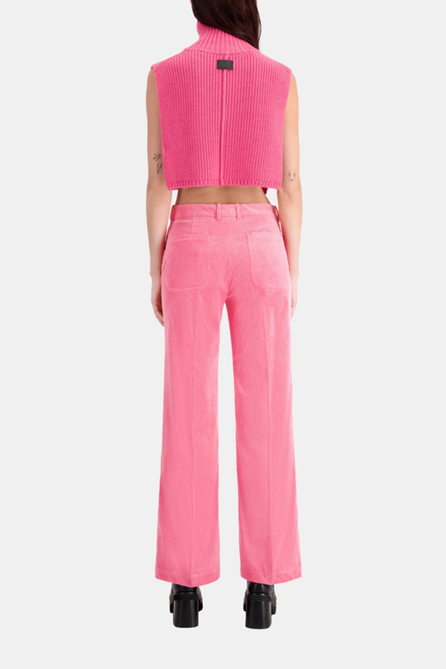 PANTS EN VELOURS COTE OLD PINK 2