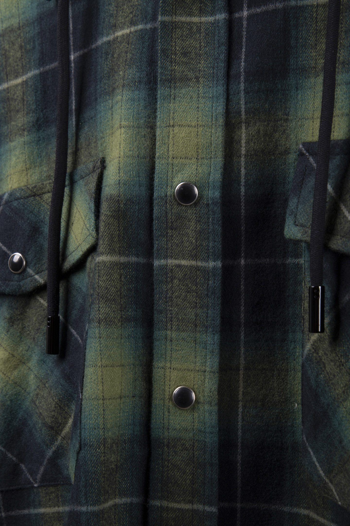 CHECKED SHIRT WITH HOOD BLACK/GREEN 4