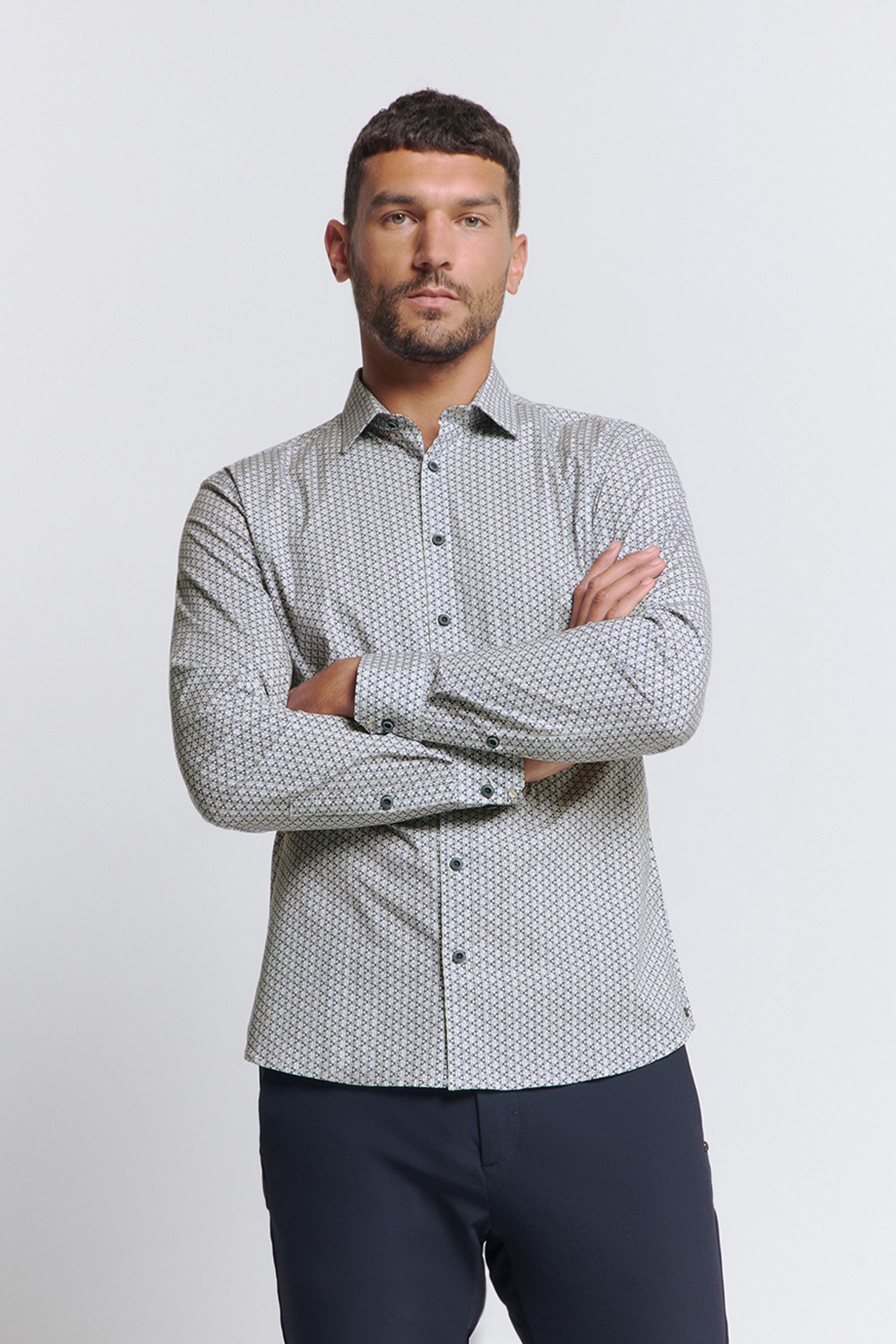 SHIRT STRETCH ALLOVER PRINTED WHITE 1