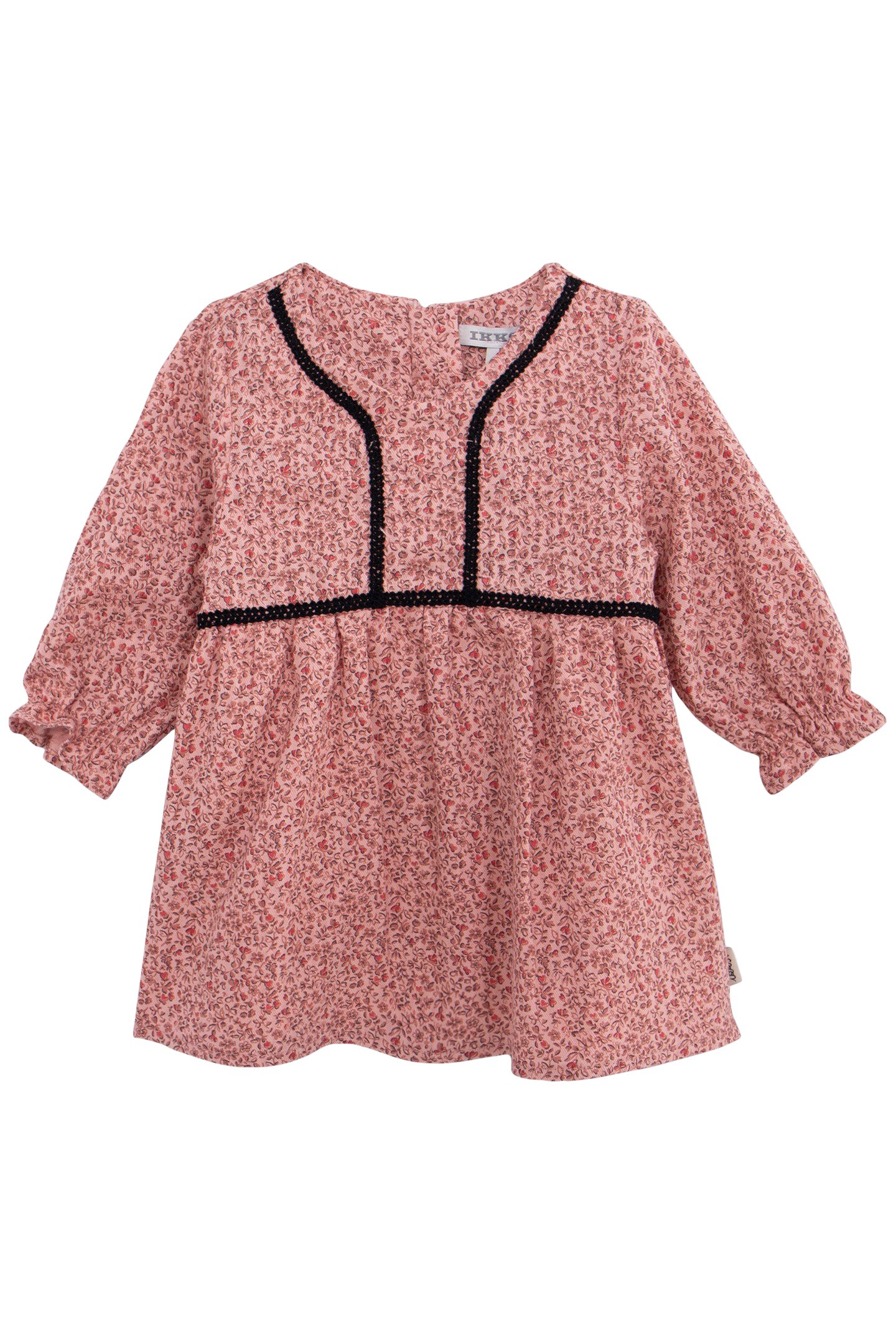 PINK DRESS ORGANIC COTTON SMALL FLOWERS FAUX-UNI BABY GIRL 1